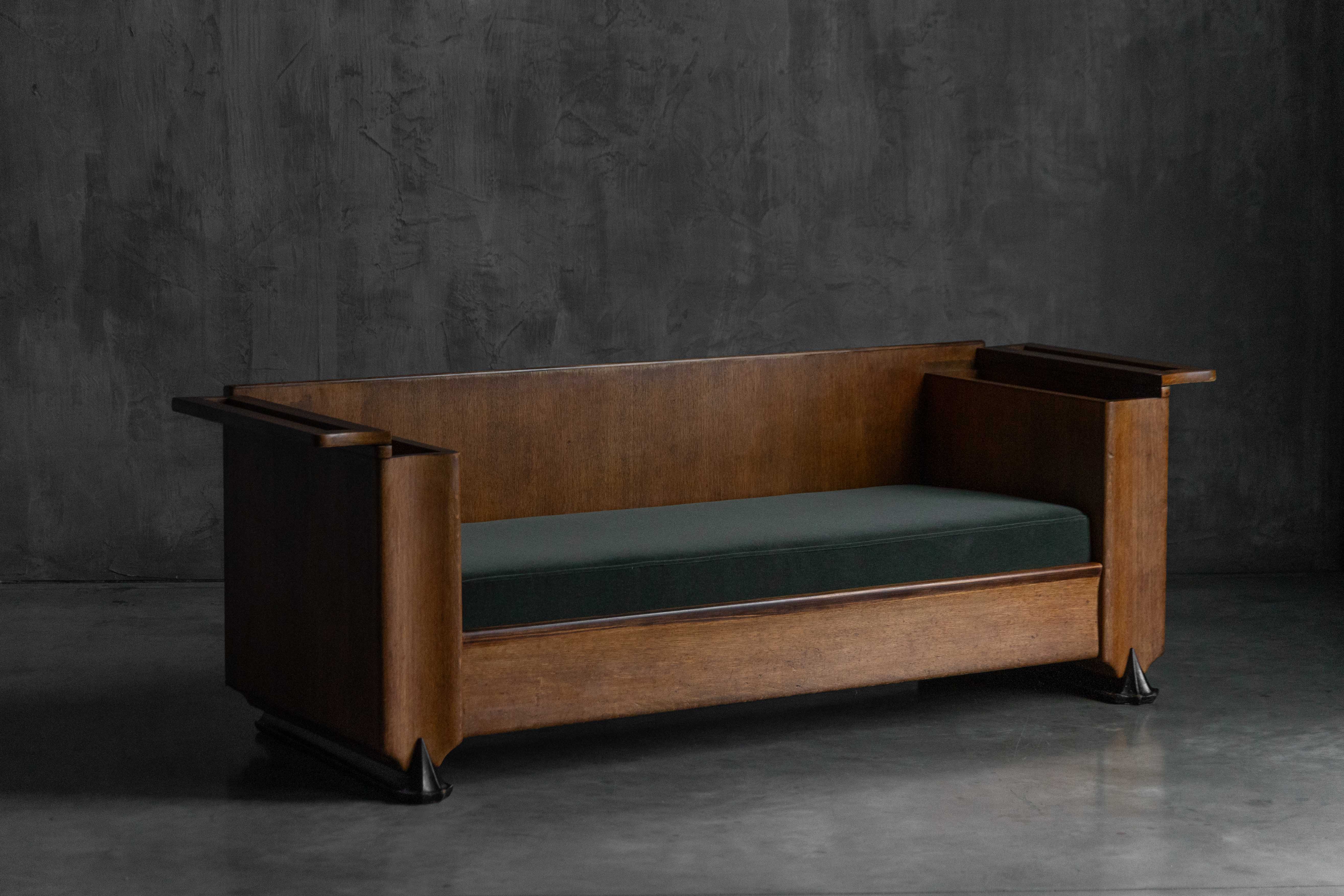 Amsterdam School Wooden Sofa by Piet Kramer, Netherlands - 1920s 