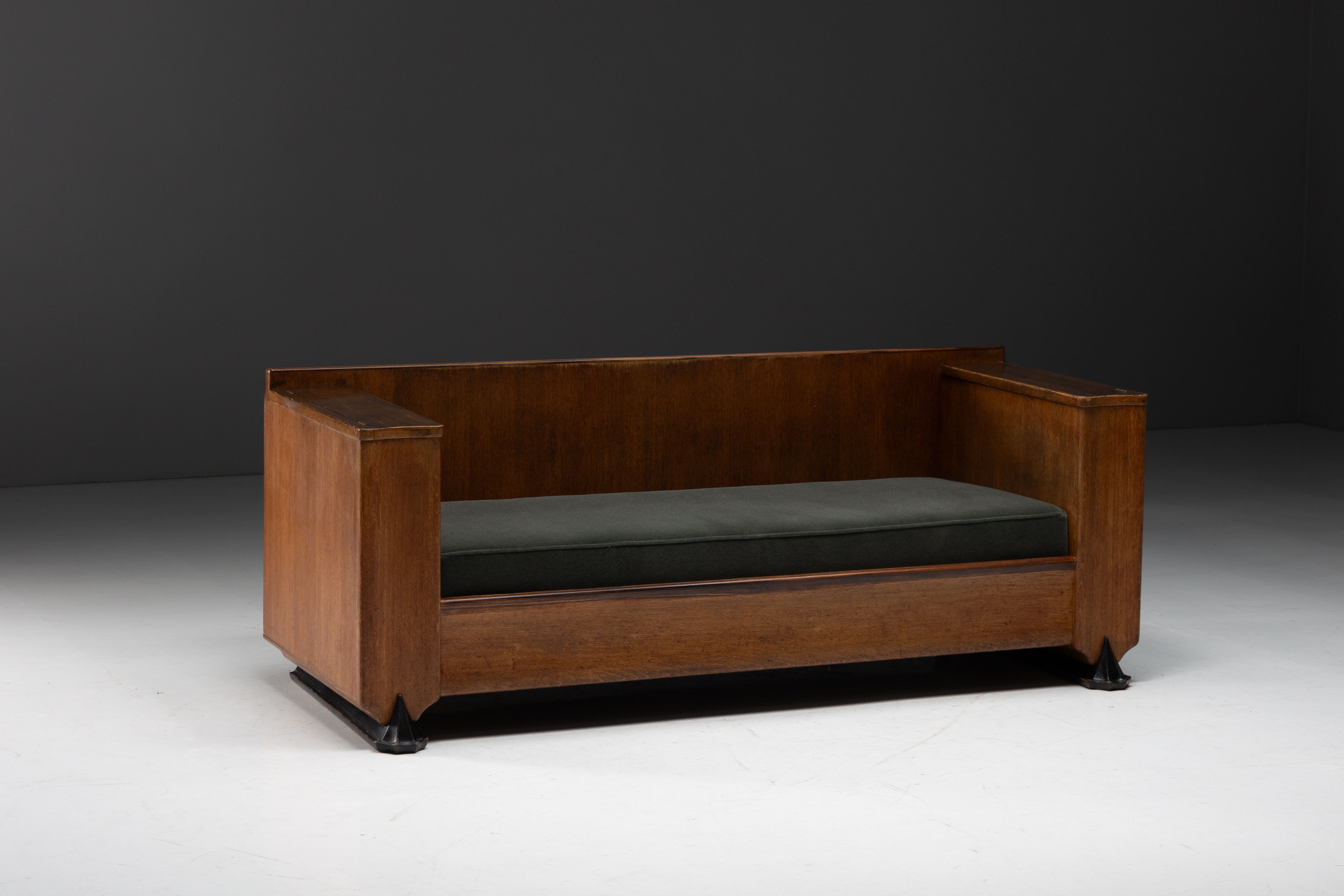 Amsterdam School Wooden Sofa by Piet Kramer, Netherlands - 1920s 