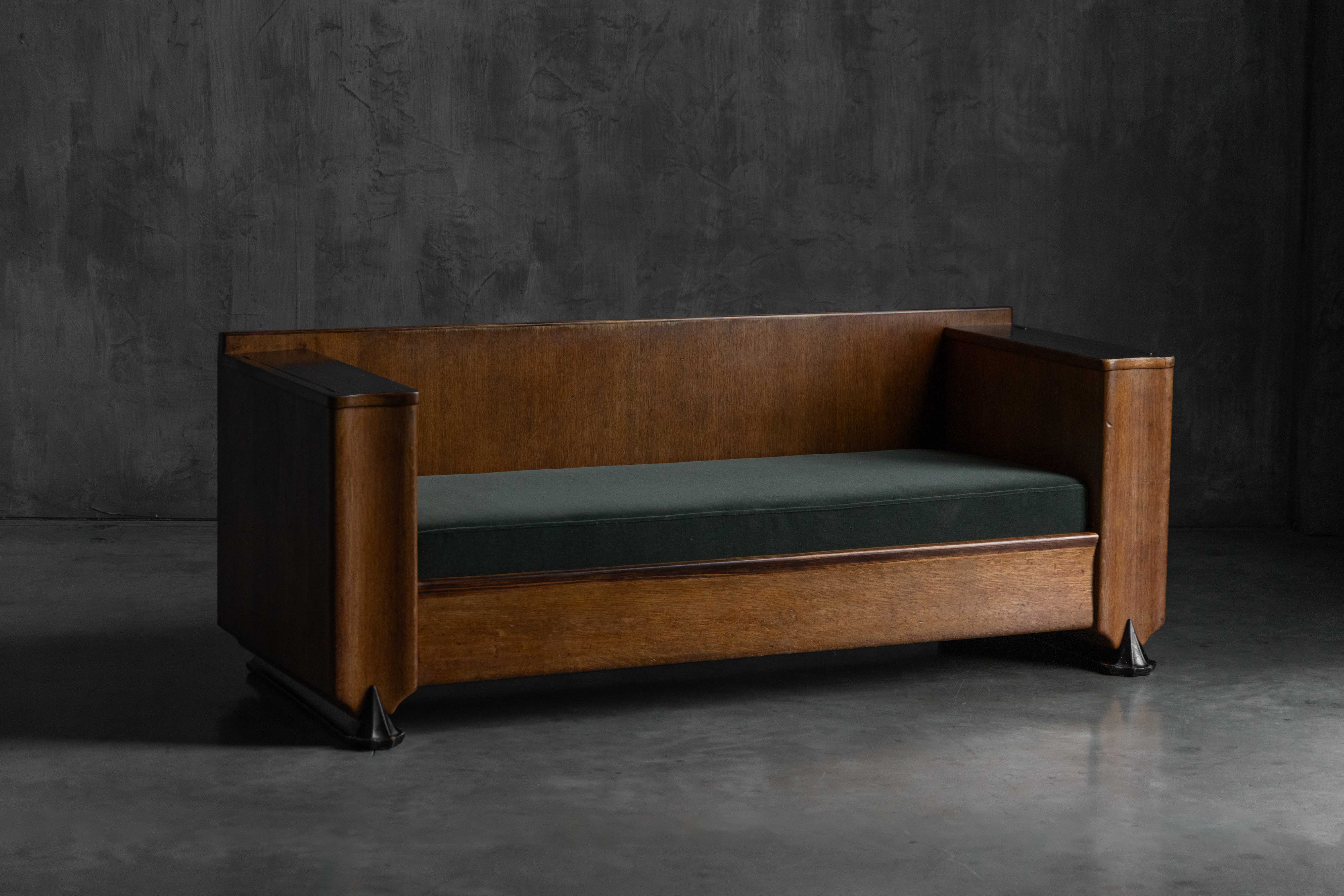 Amsterdam School Wooden Sofa by Piet Kramer, Netherlands - 1920s 
