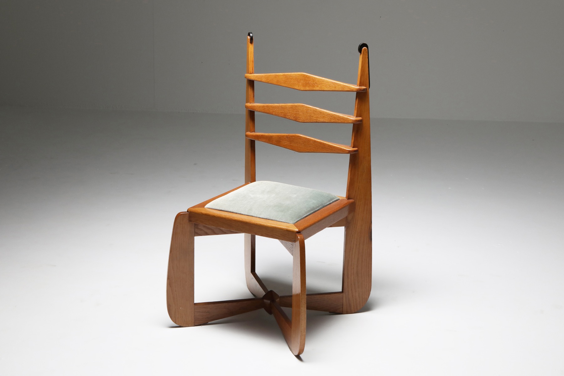 Dutch Art Deco Expressive Oak Dining Chairs - 1930's
