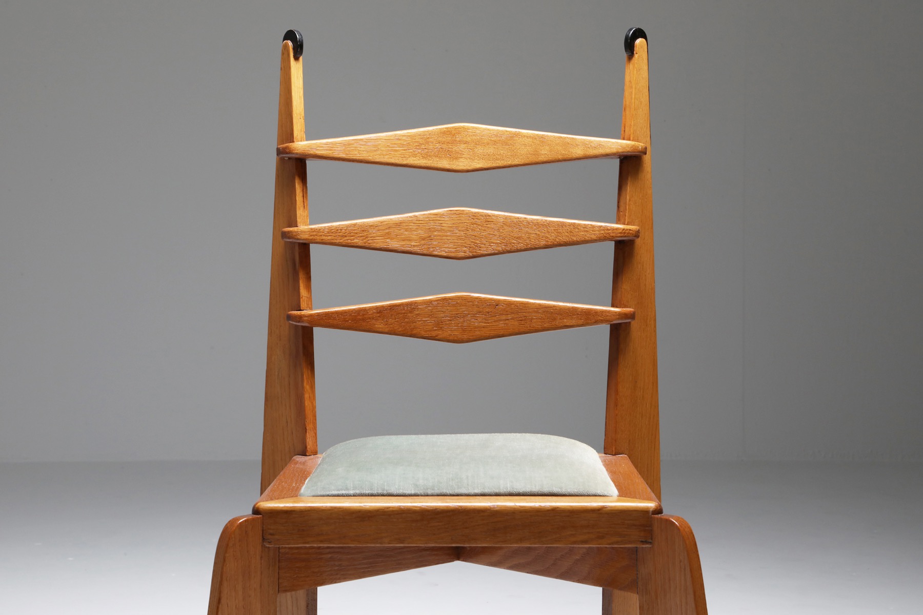 Dutch Art Deco Expressive Oak Dining Chairs - 1930's