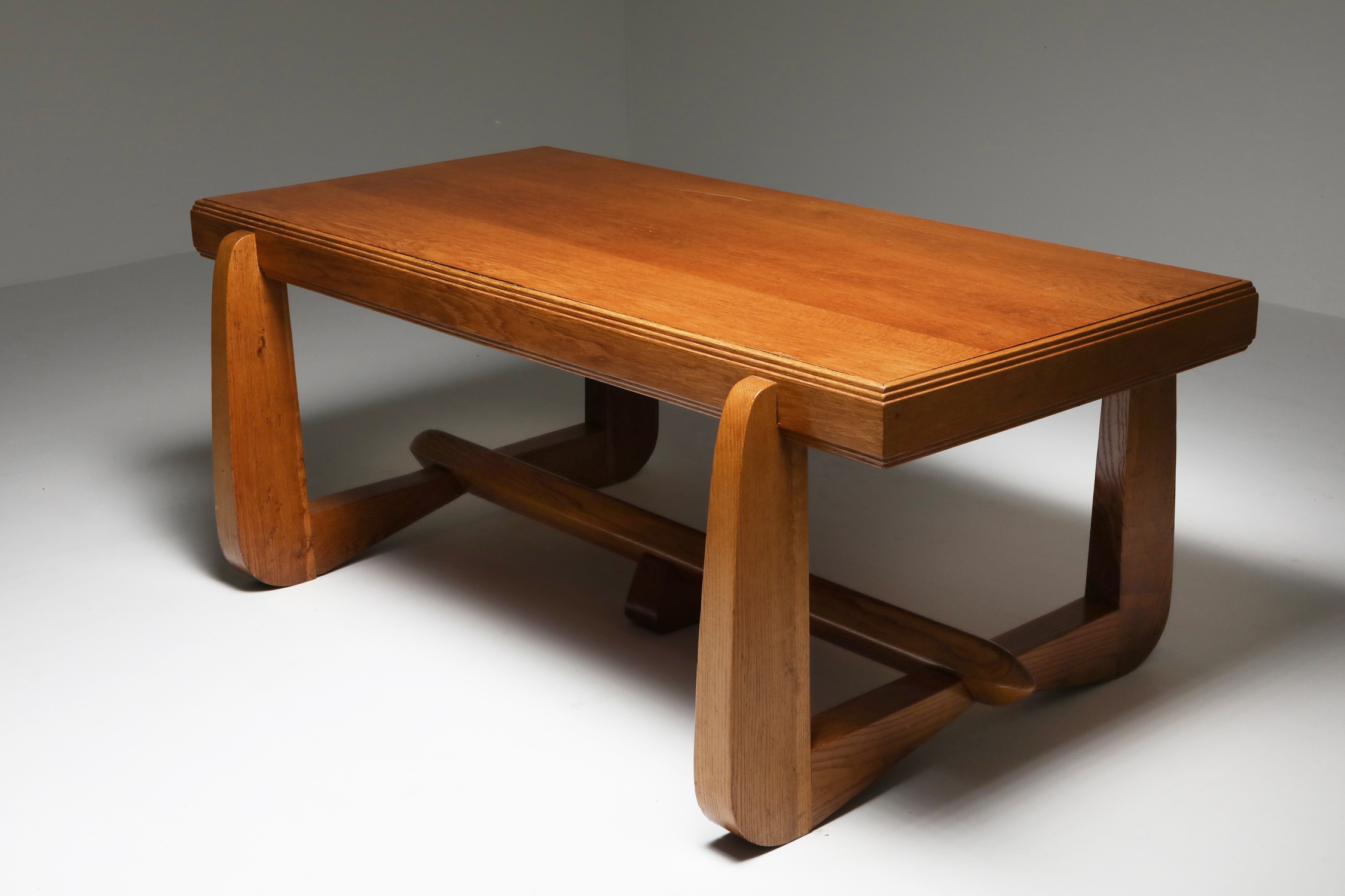 Amsterdam School Art Deco Expressive Oak Dining Table - 1930s