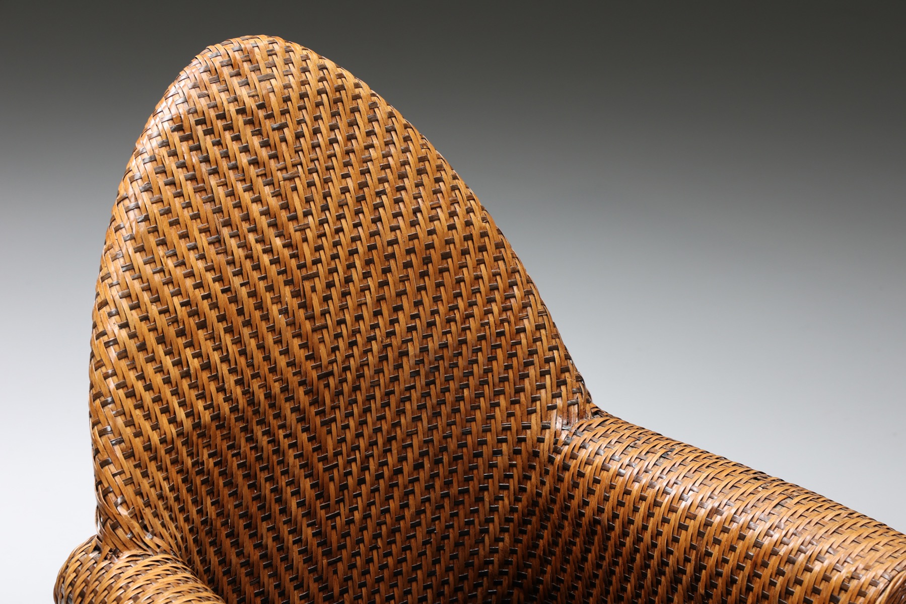 Amsterdamse School, Handcrafted Wicker Arm Chair - 1950's