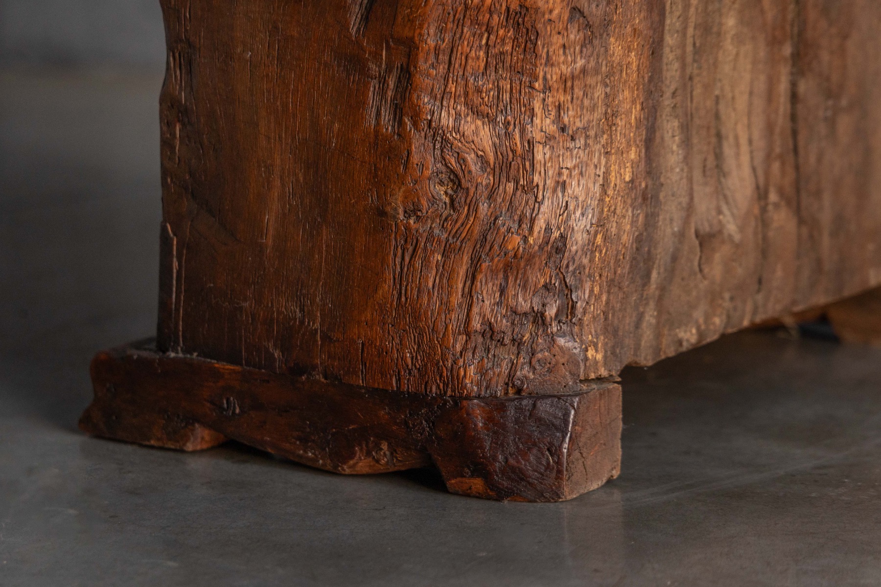 Antique Hand-Carved Rustic Wood Cabinet, Italy - 19th Century