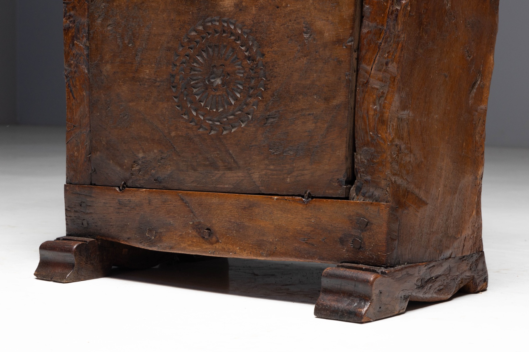 Antique Hand-Carved Rustic Wood Cabinet, Italy - 19th Century