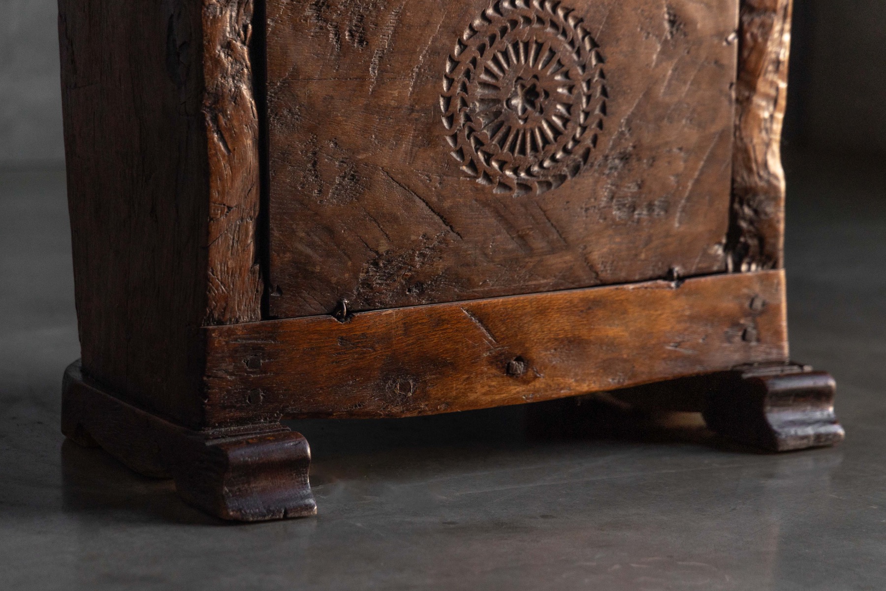 Antique Hand-Carved Rustic Wood Cabinet, Italy - 19th Century