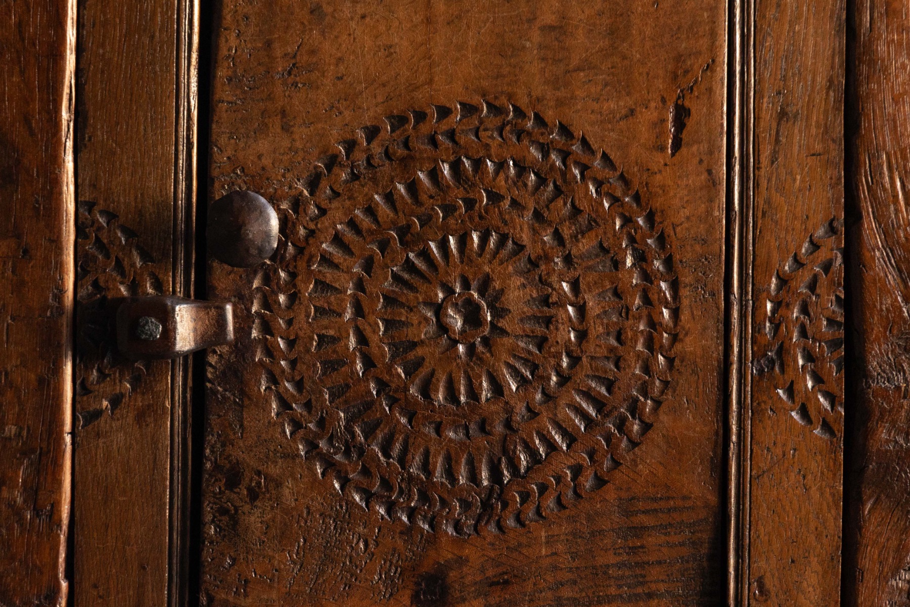Antique Hand-Carved Rustic Wood Cabinet, Italy - 19th Century