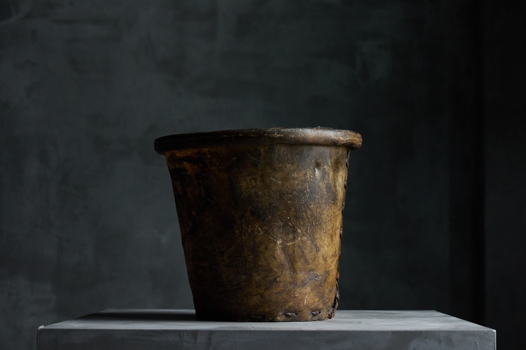 Antique Rugged Vellum Bucket - Early 19th Century