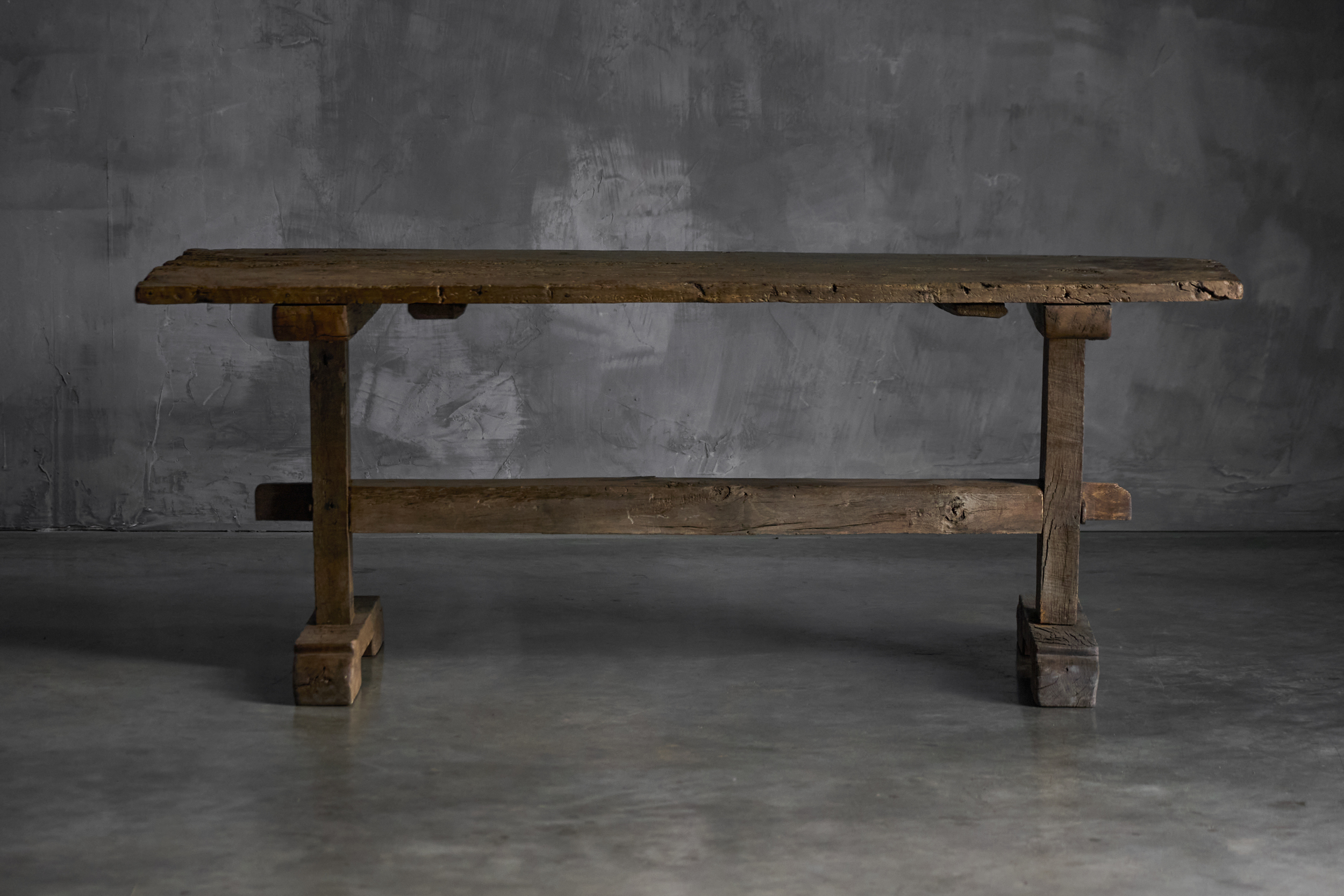 Antique Rustic Oak Trestle Table - 19th Century