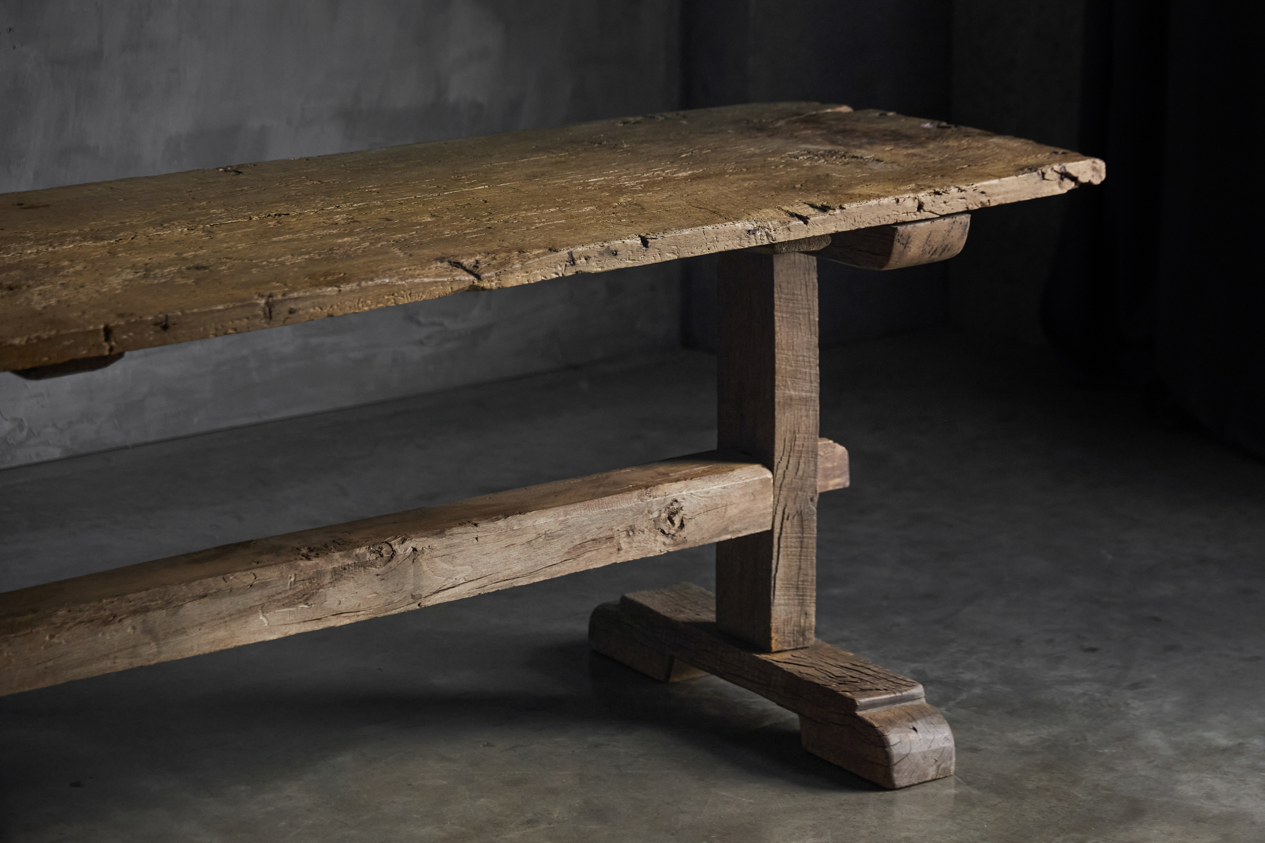 Antique Rustic Oak Trestle Table - 19th Century