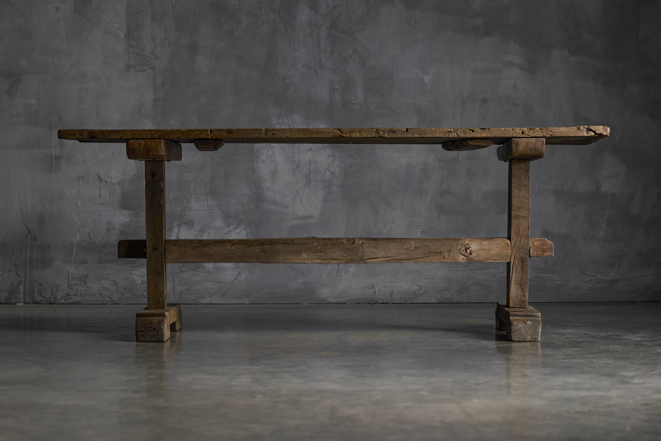 Antique Rustic Oak Trestle Table - 19th Century