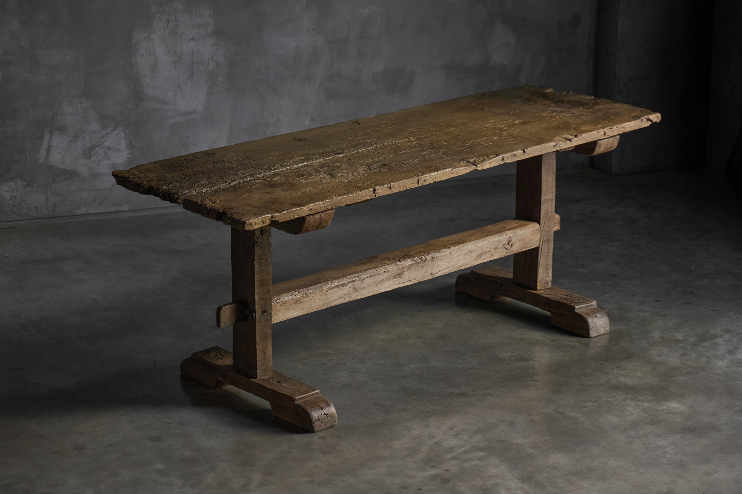Antique Rustic Oak Trestle Table - 19th Century