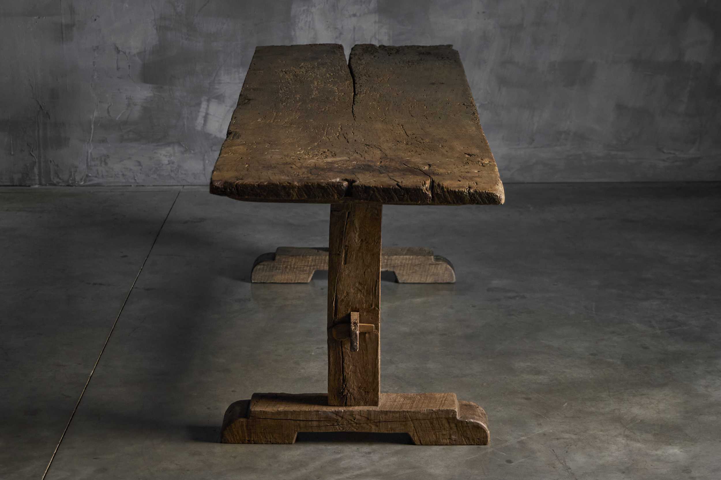 Antique Rustic Oak Trestle Table - 19th Century
