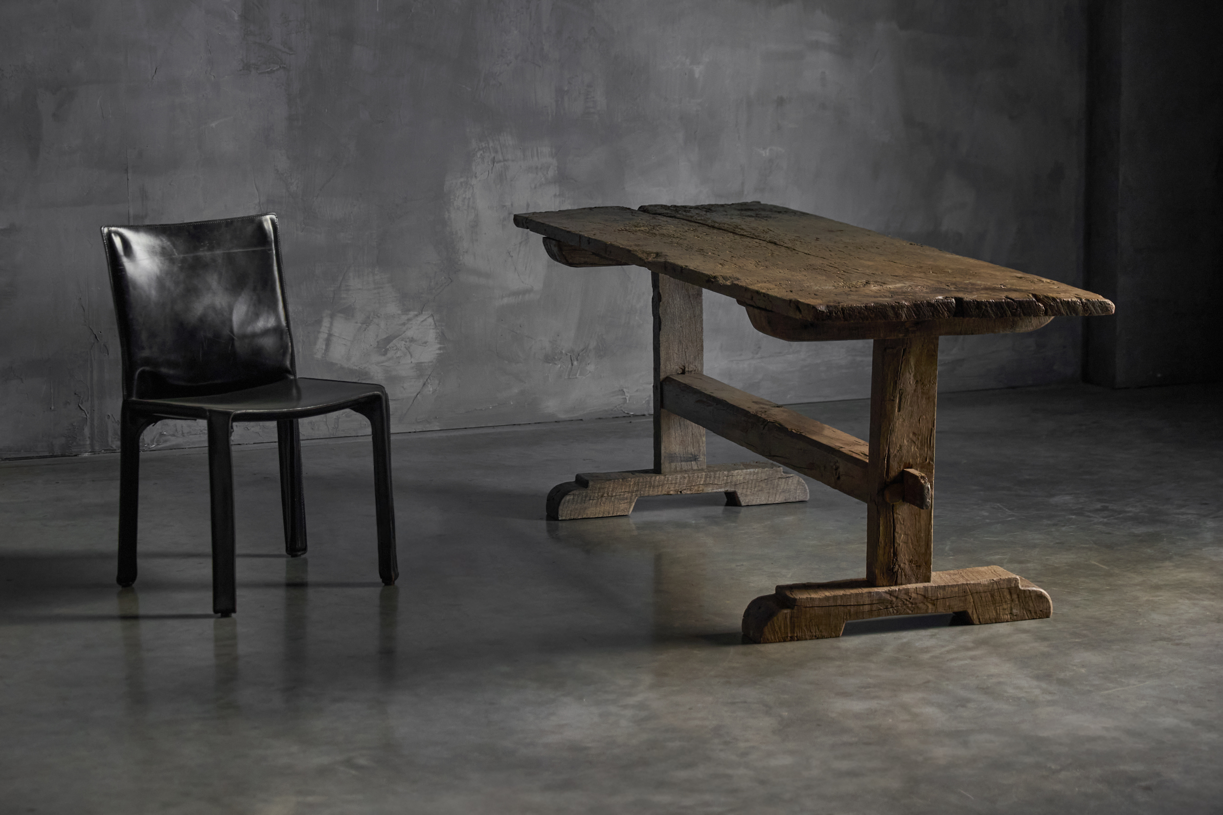 Antique Rustic Oak Trestle Table - 19th Century