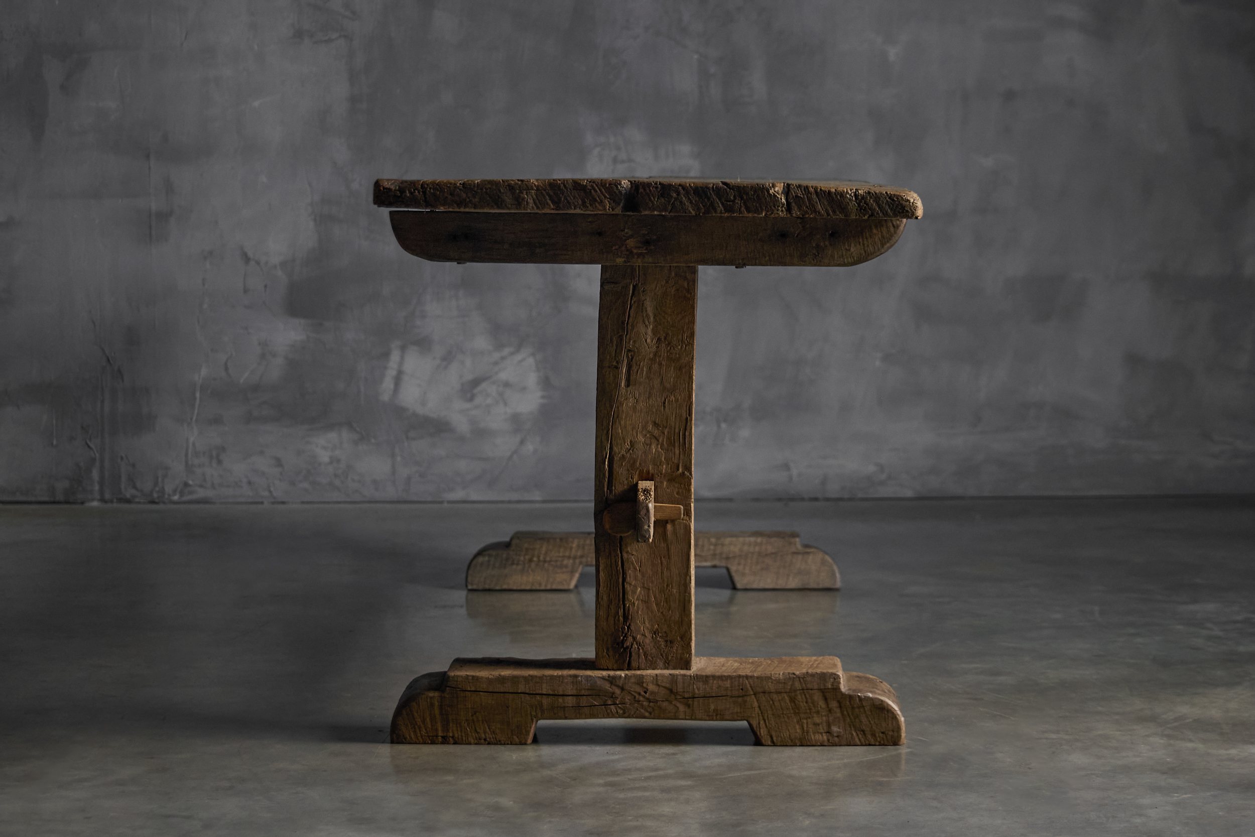 Antique Rustic Oak Trestle Table - 19th Century