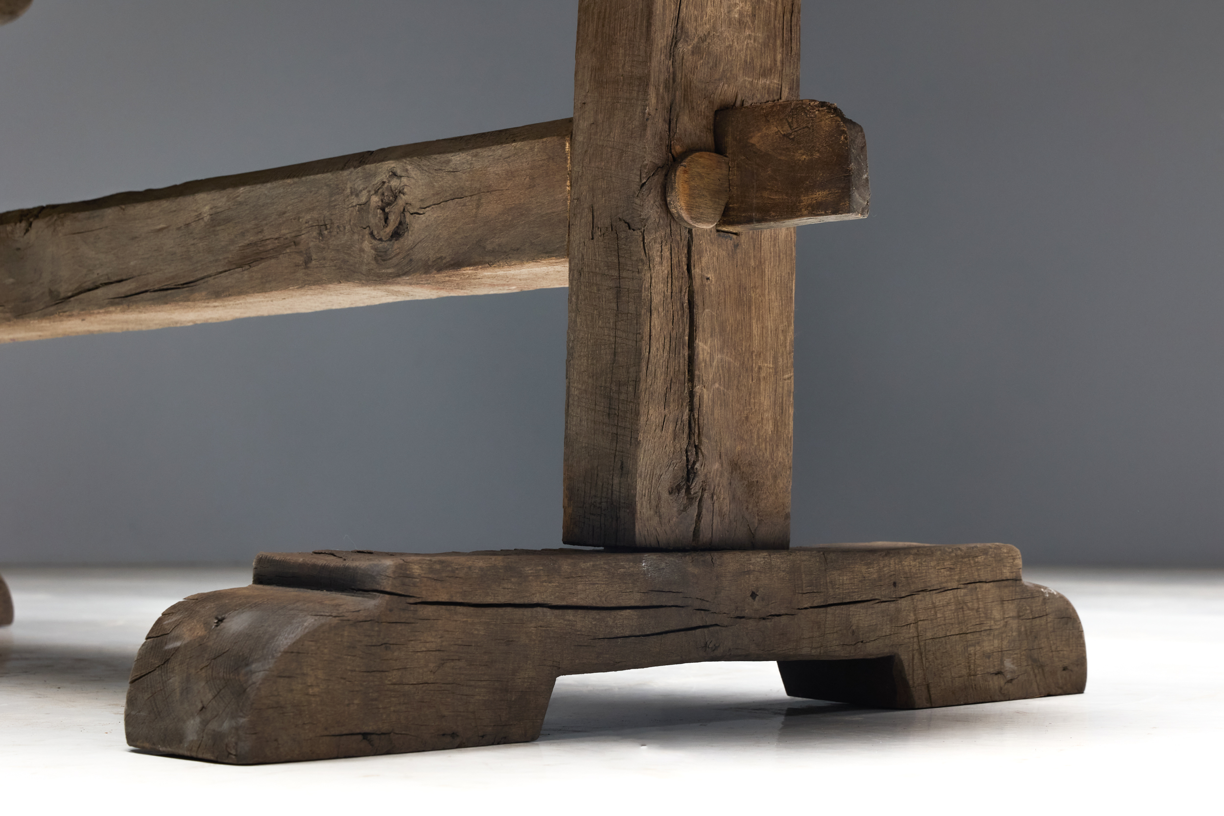 Antique Rustic Oak Trestle Table - 19th Century