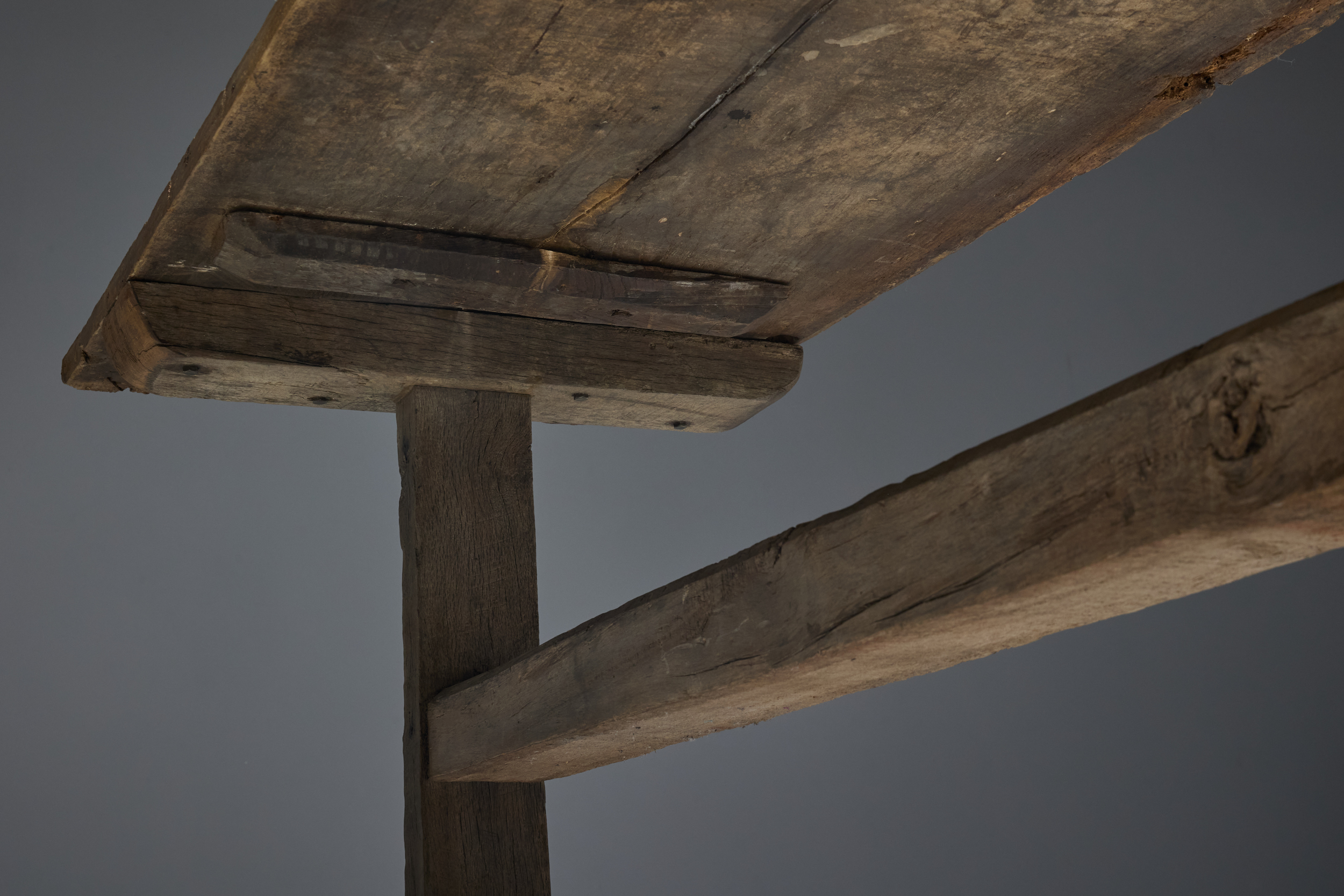 Antique Rustic Oak Trestle Table - 19th Century