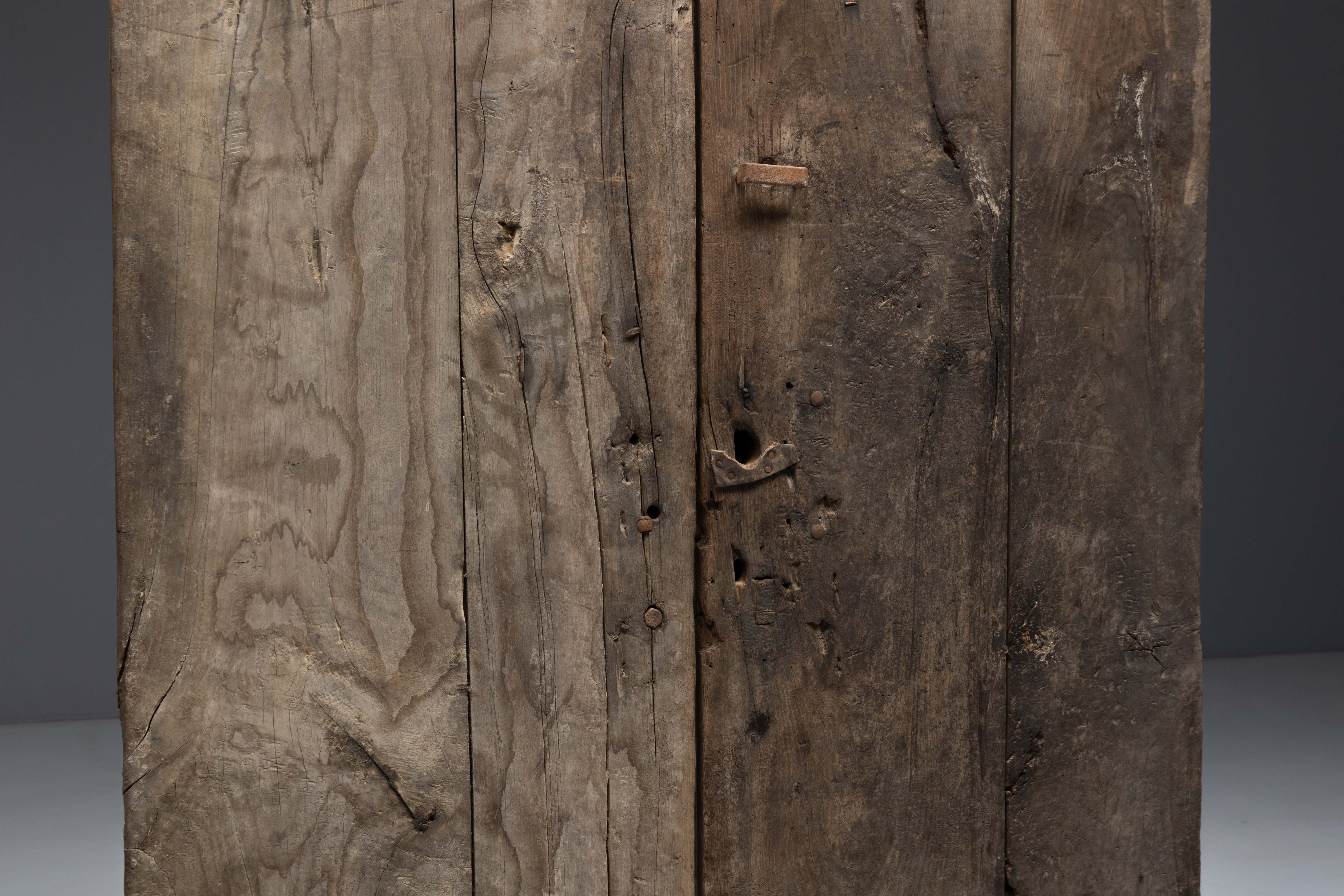 Arched Vernacular Wooden Door, Hautes-Alpes, France - 19th Century