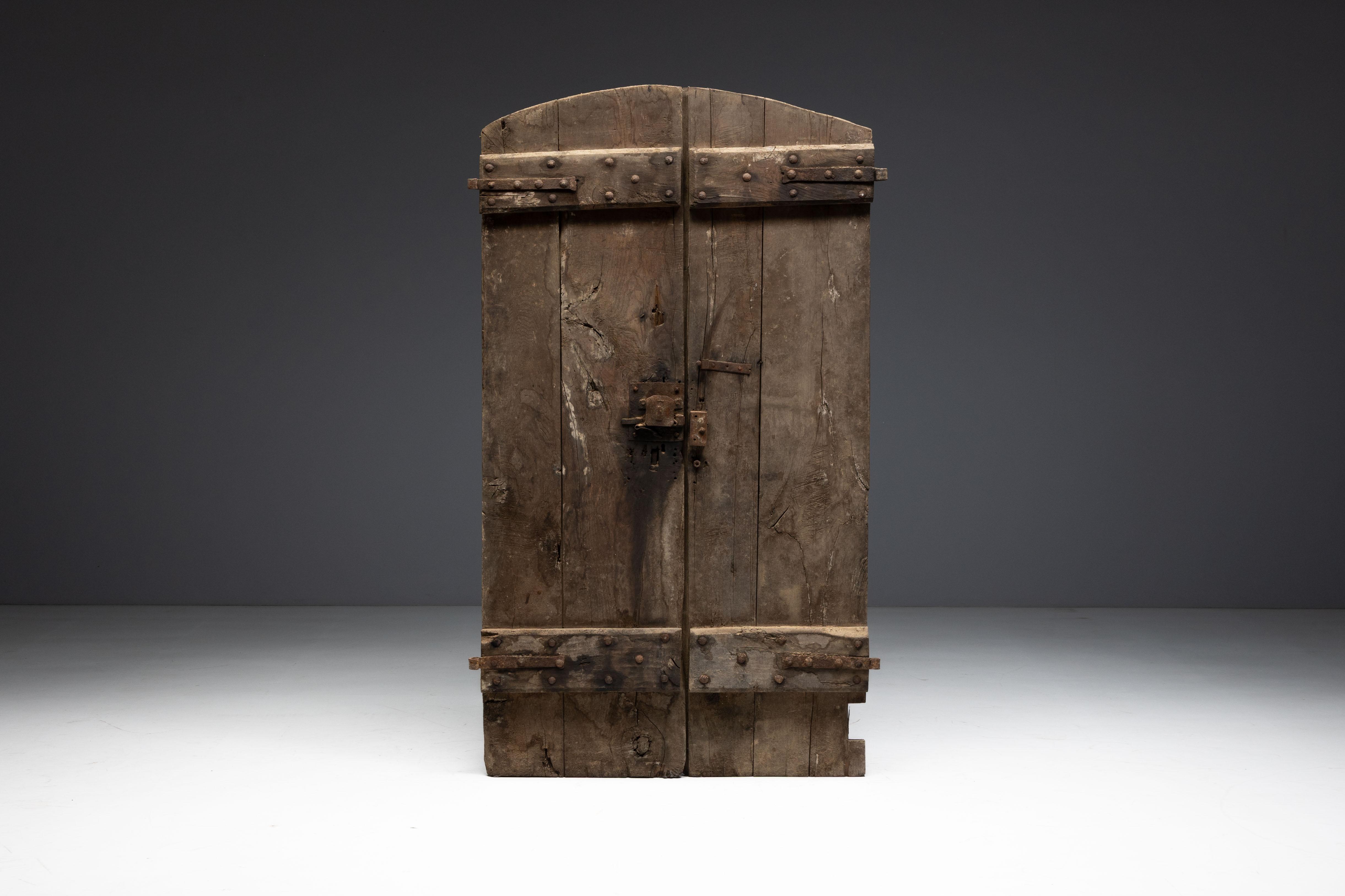 Arched Vernacular Wooden Door, Hautes-Alpes, France - 19th Century