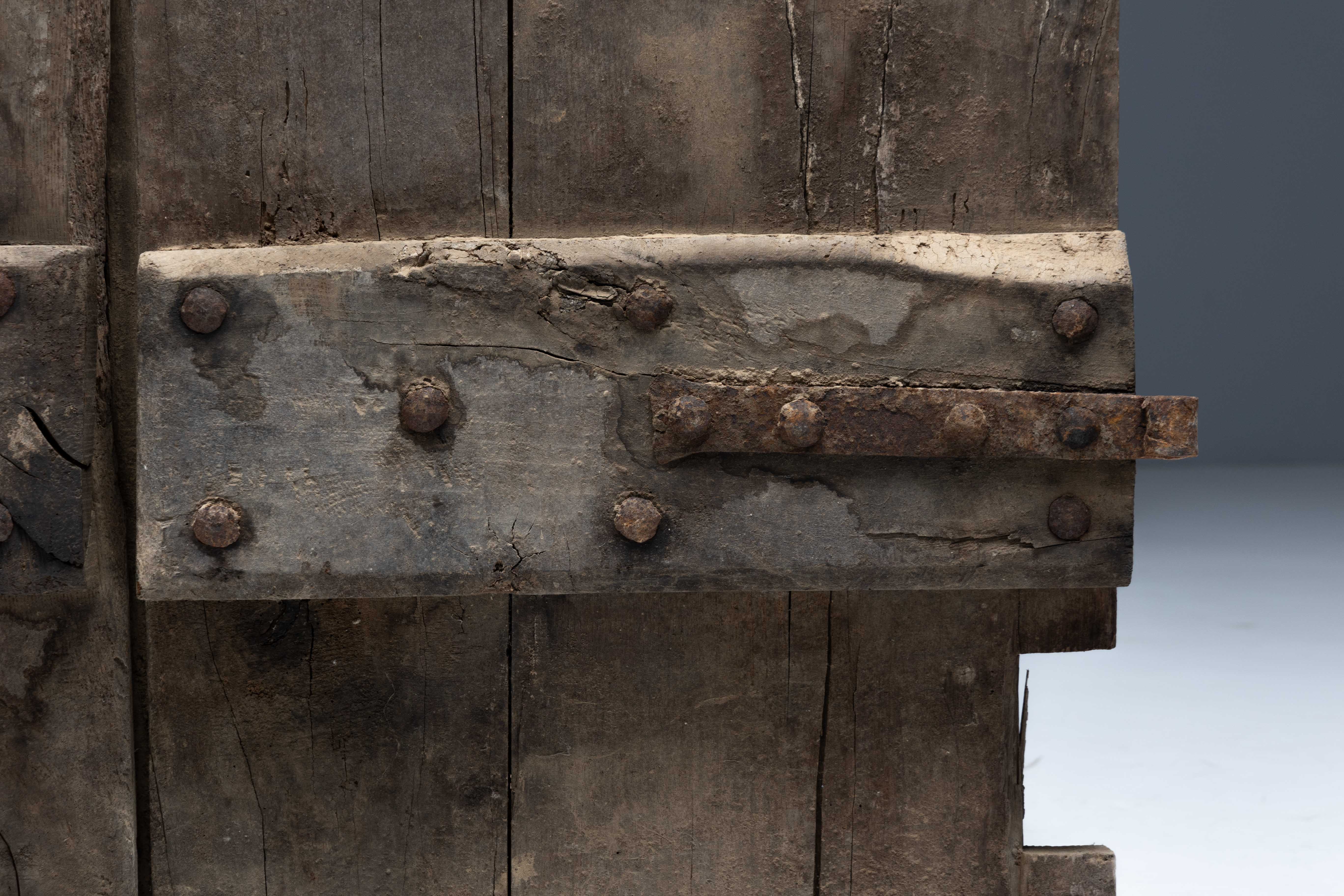 Arched Vernacular Wooden Door, Hautes-Alpes, France - 19th Century