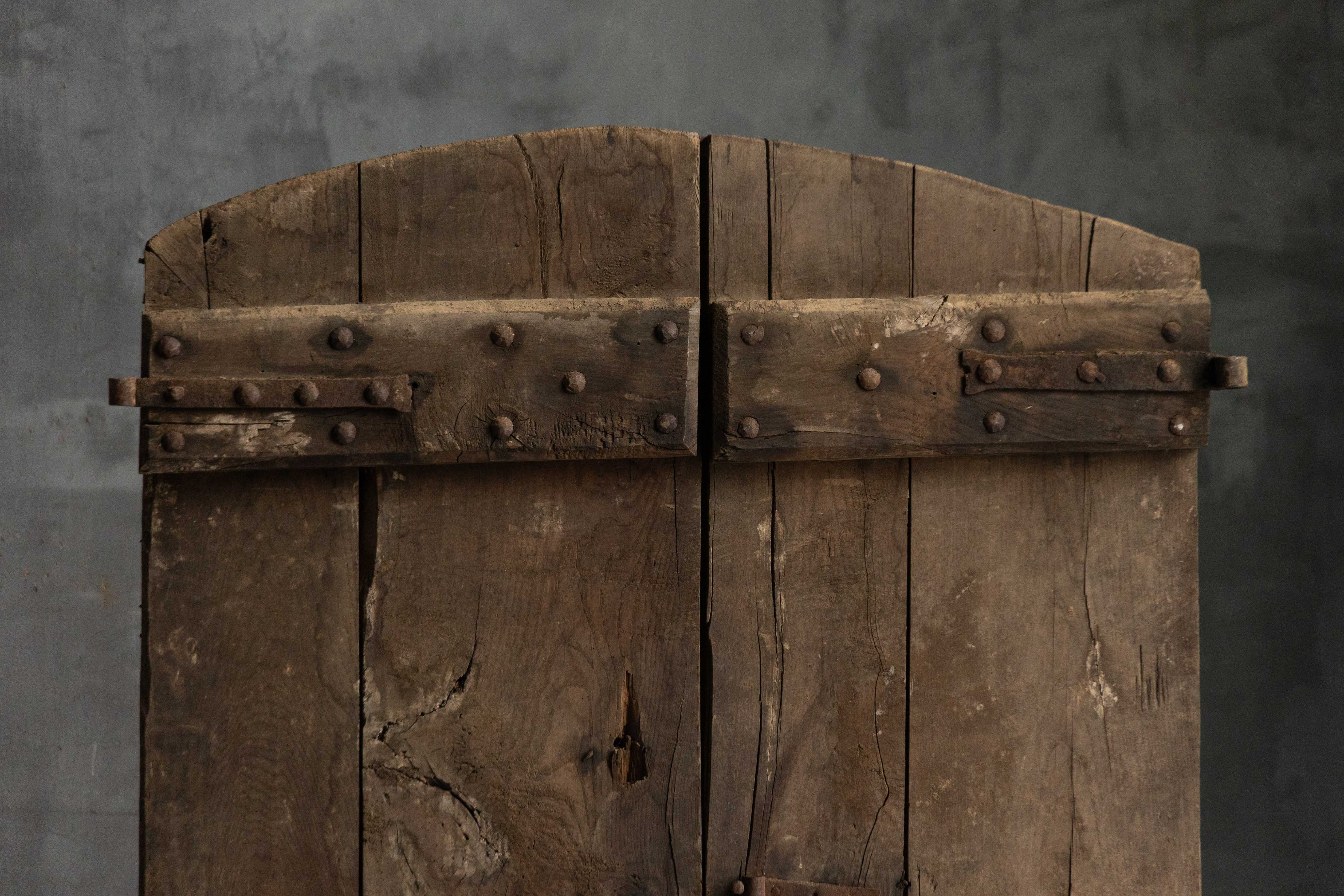 Arched Vernacular Wooden Door, Hautes-Alpes, France - 19th Century