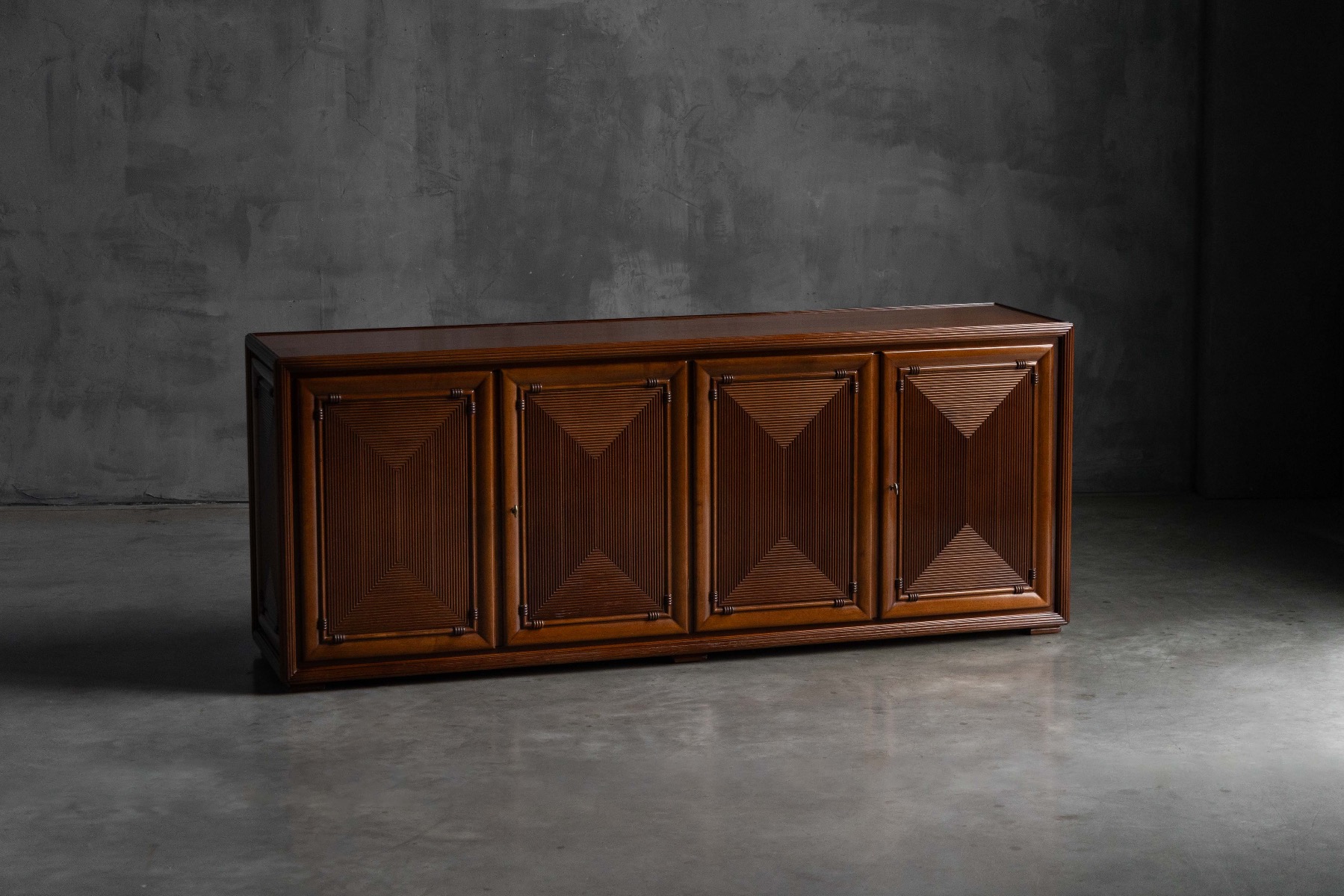 Architectural Modernist Sideboard, France - Mid-20th Century