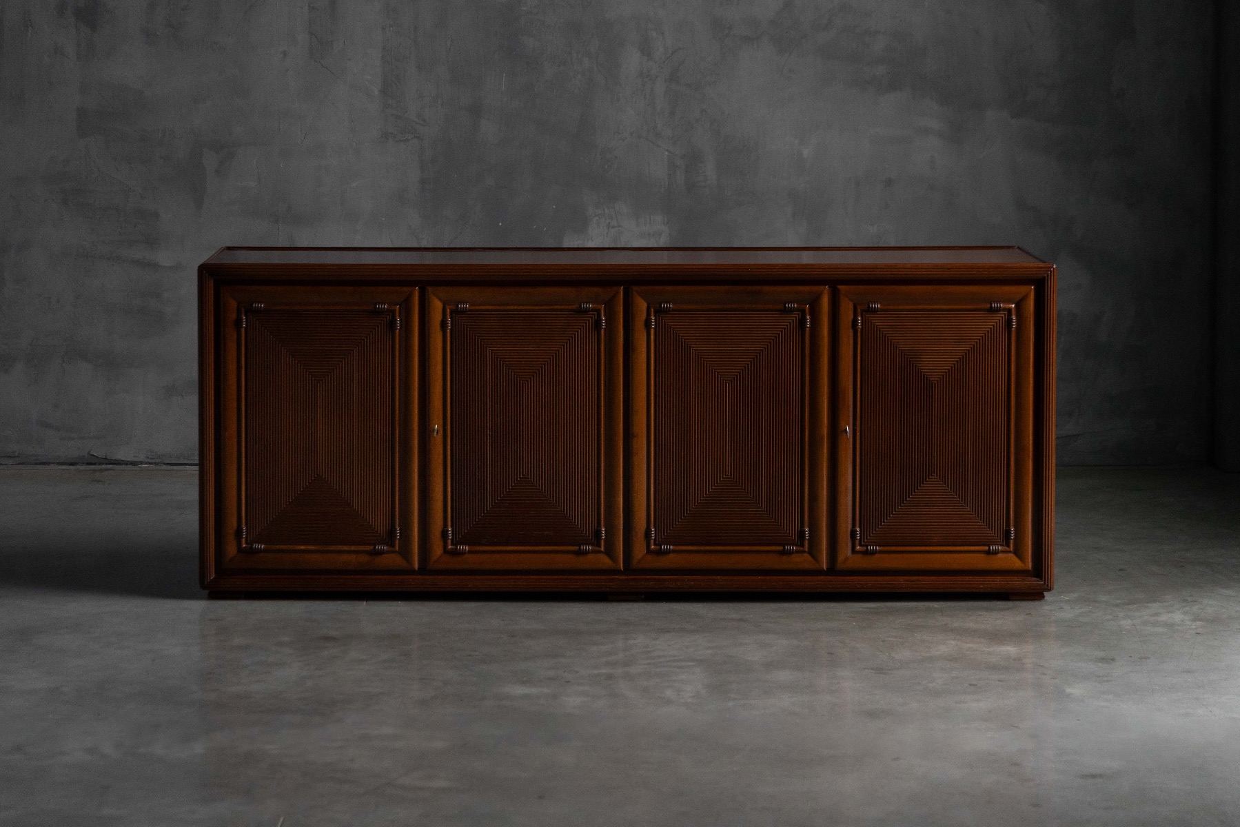Architectural Modernist Sideboard, France - Mid-20th Century