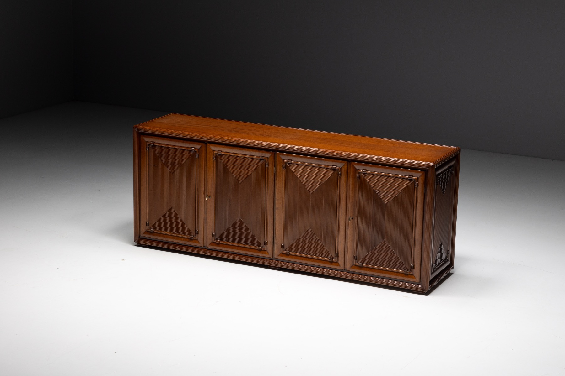 Architectural Modernist Sideboard, France - Mid-20th Century
