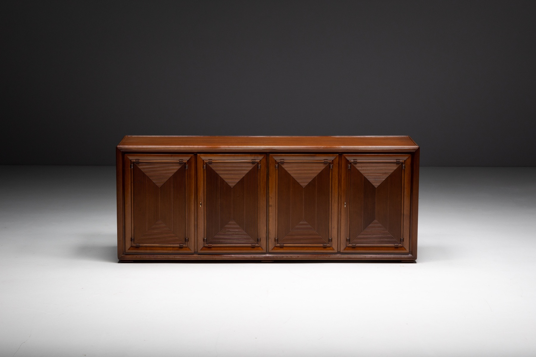 Architectural Modernist Sideboard, France - Mid-20th Century