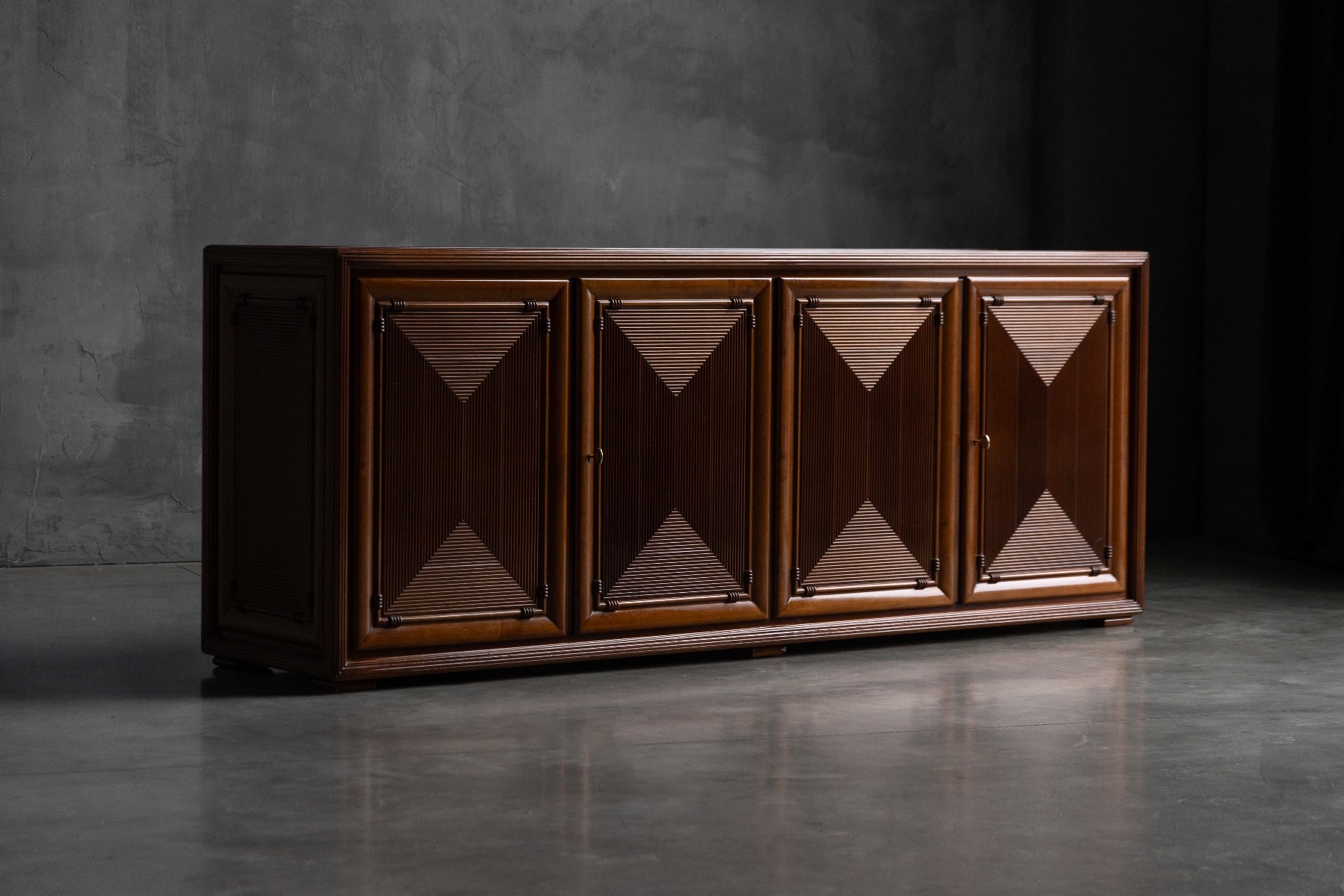 Architectural Modernist Sideboard, France - Mid-20th Century