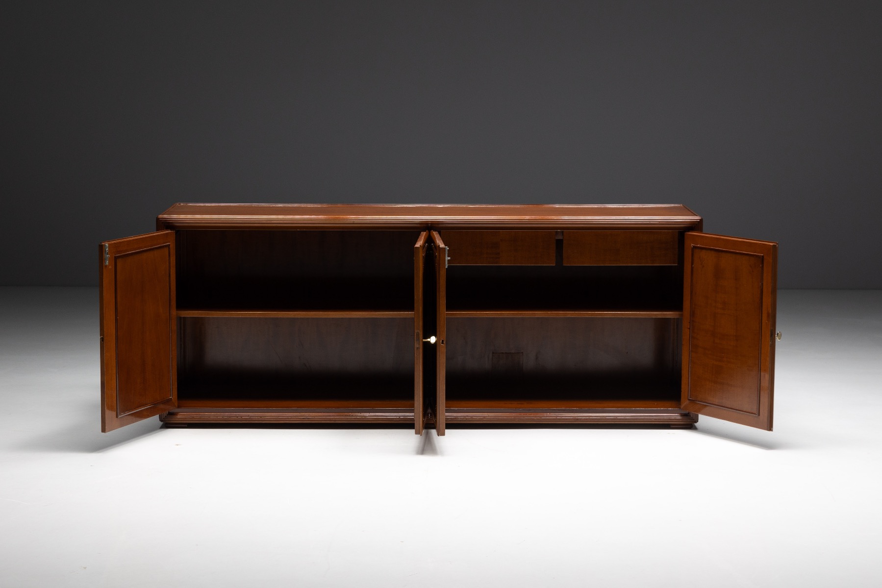 Architectural Modernist Sideboard, France - Mid-20th Century