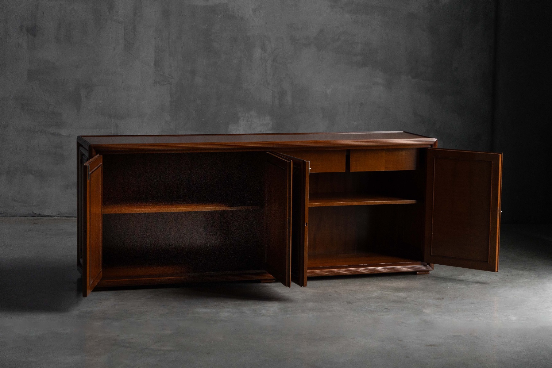 Architectural Modernist Sideboard, France - Mid-20th Century
