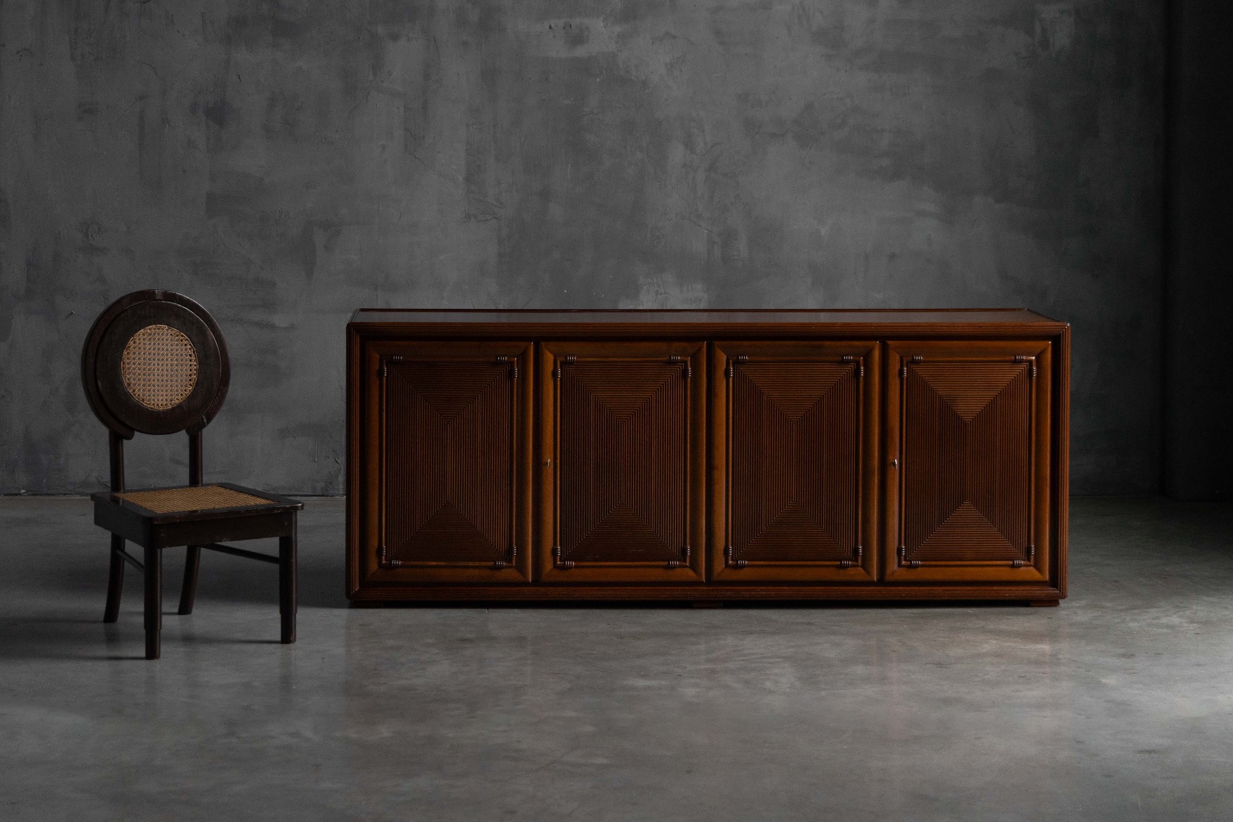 Architectural Modernist Sideboard, France - Mid-20th Century