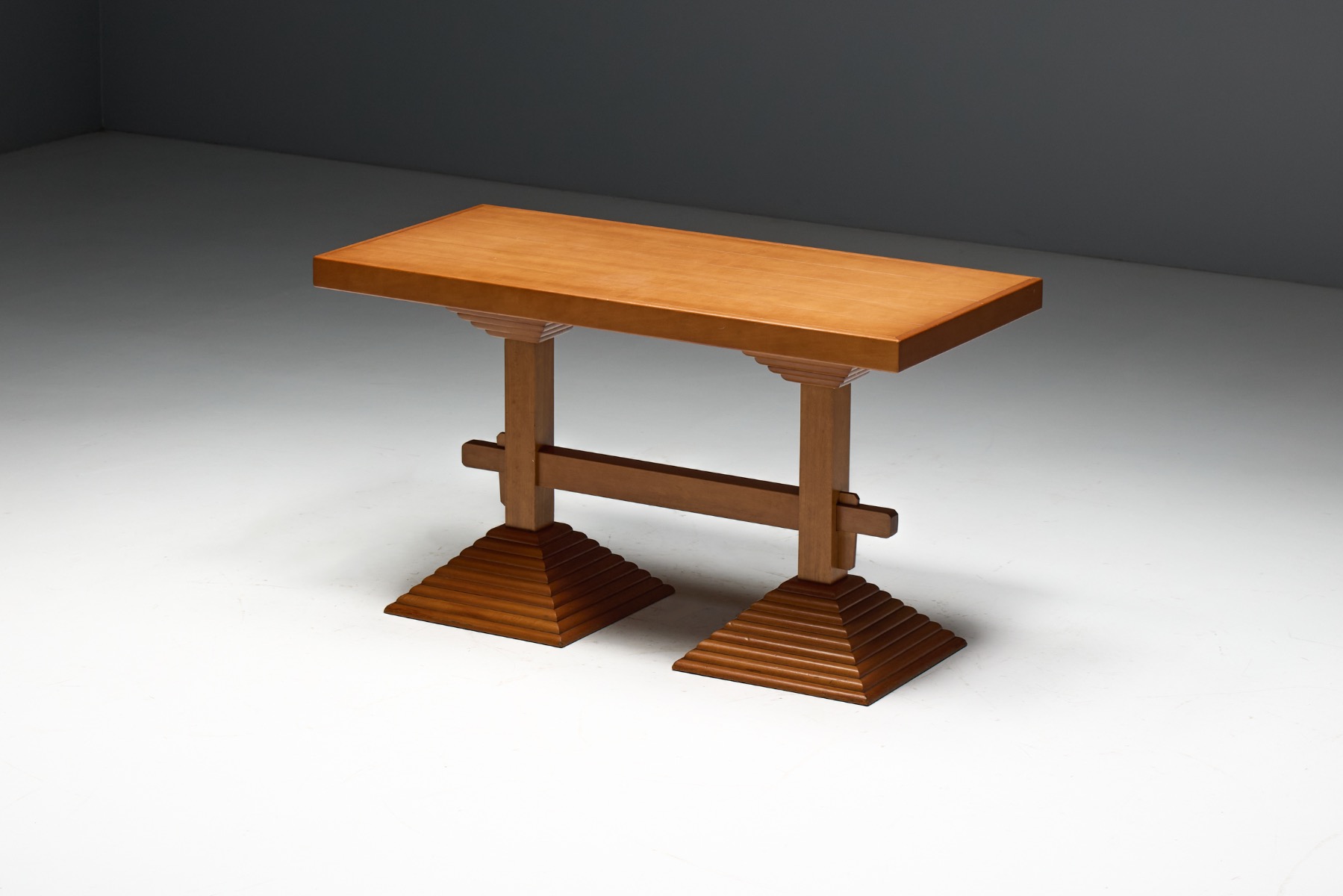 Architectural Pedestal Side Table, Italy - 1970s
