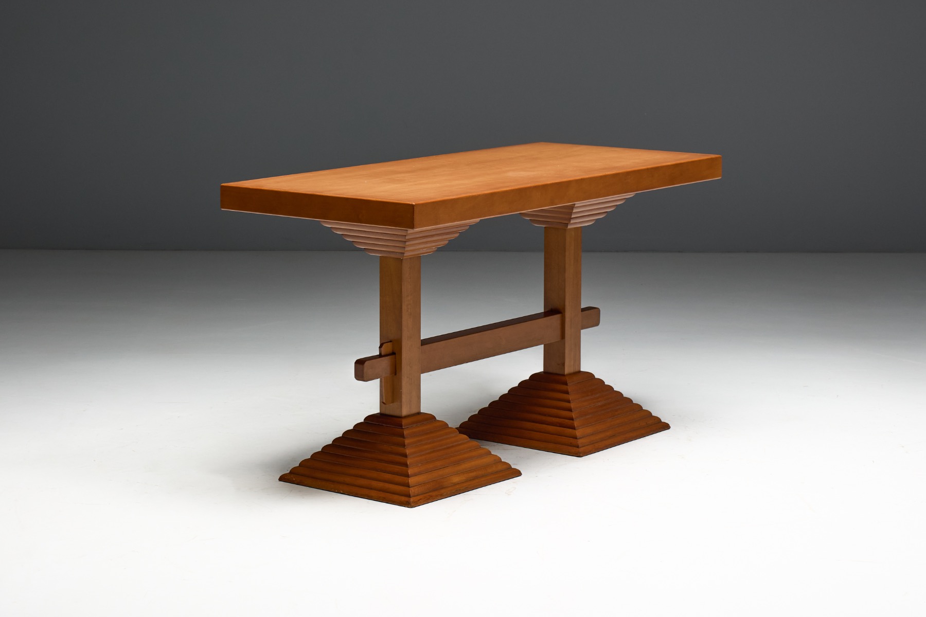 Architectural Pedestal Side Table, Italy - 1970s