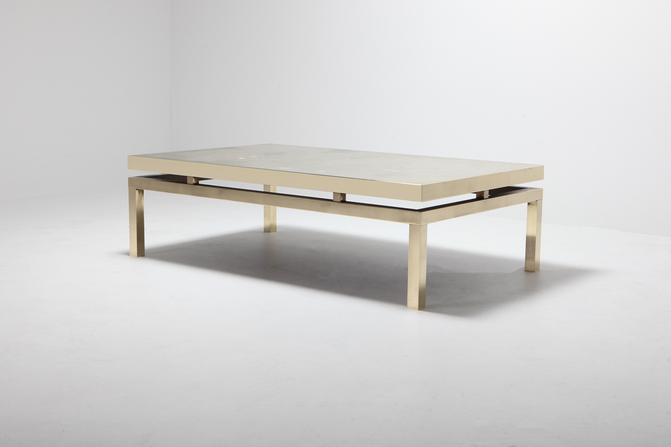Willy Daro Signed High End Brass Coffee Table - 1970s