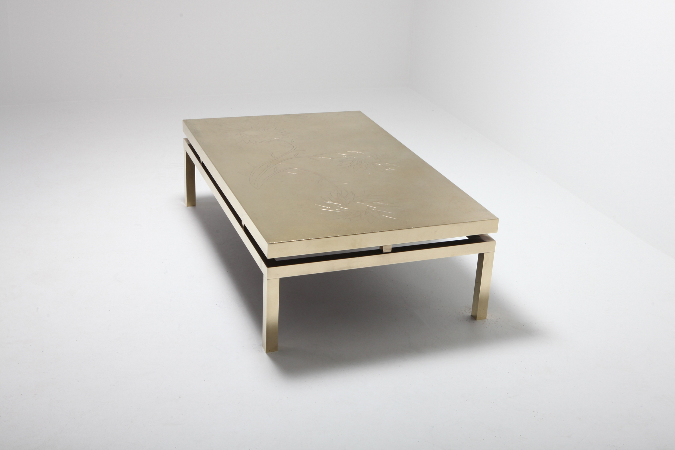 Willy Daro Signed High End Brass Coffee Table - 1970s