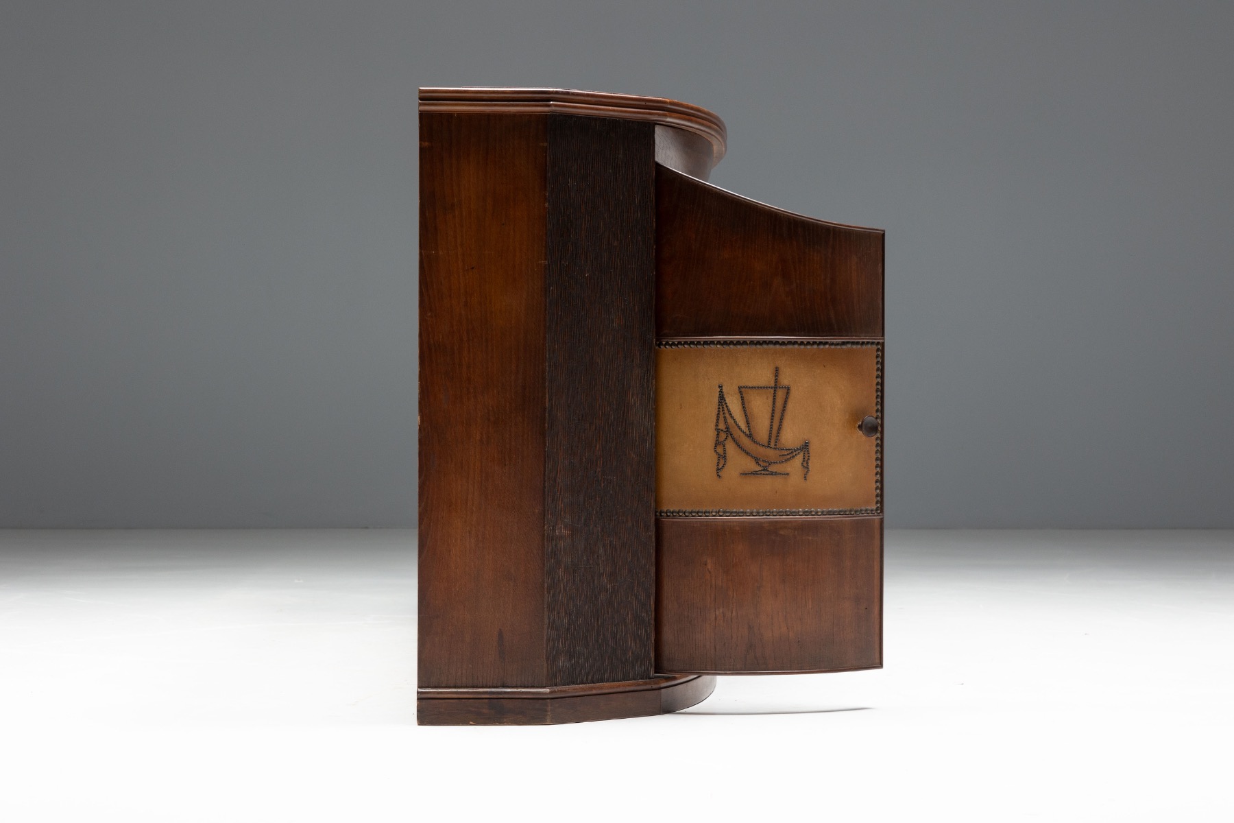Art Deco Bar Console with Mirrored Doors, Italy - 1940s