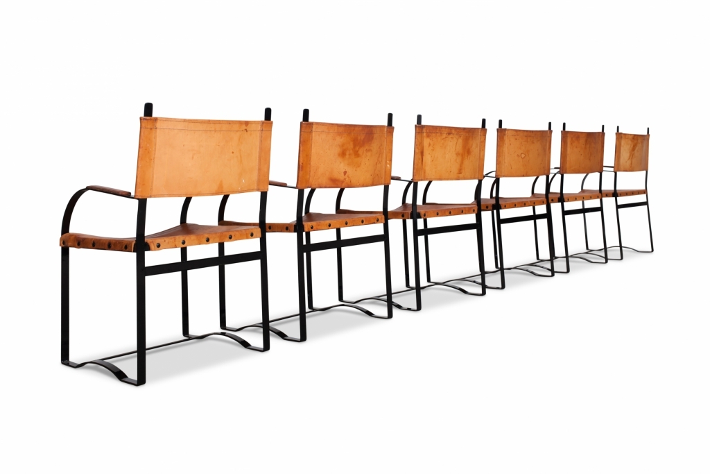 Cognac Leather Dining Chairs - 1970s