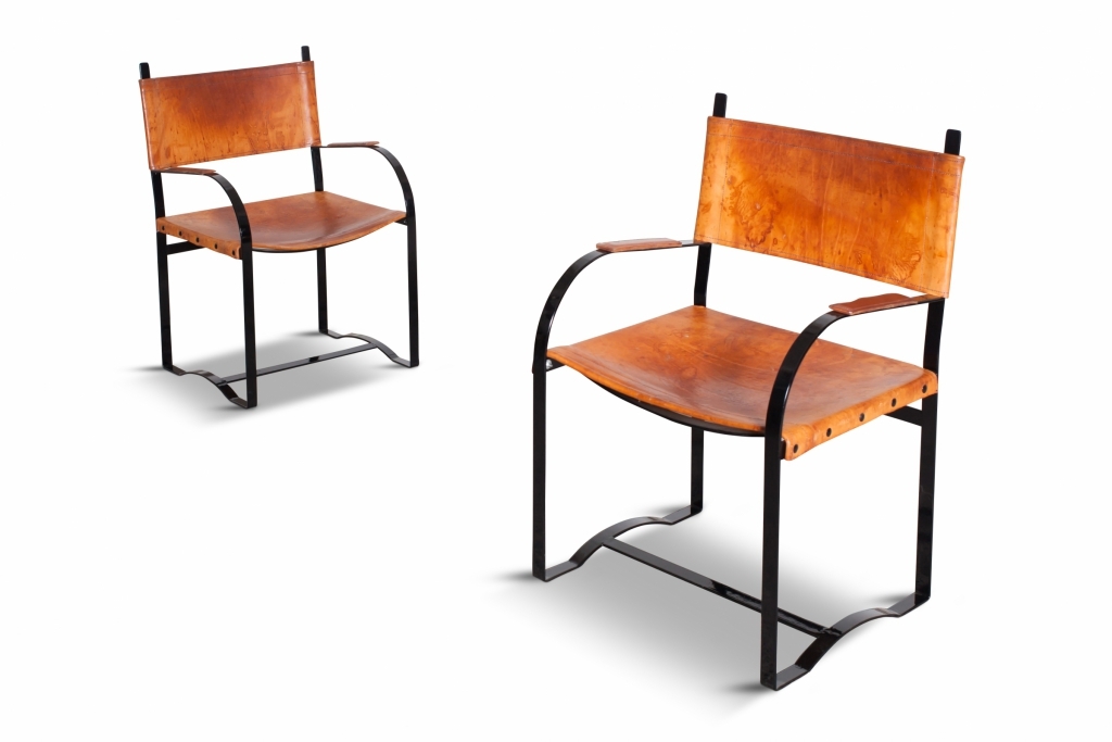 Cognac Leather Dining Chairs - 1970s