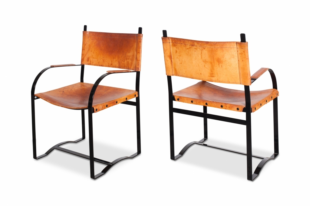 Cognac Leather Dining Chairs - 1970s