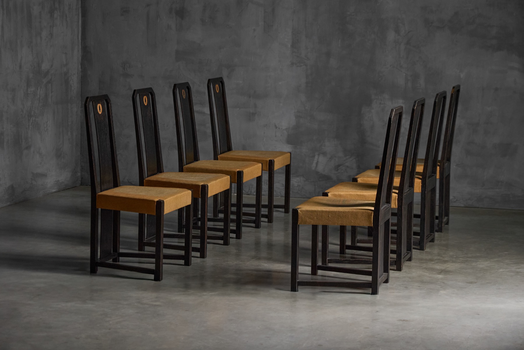 Art Deco Dining Chairs With Inlay Detail, Italy - 1930s