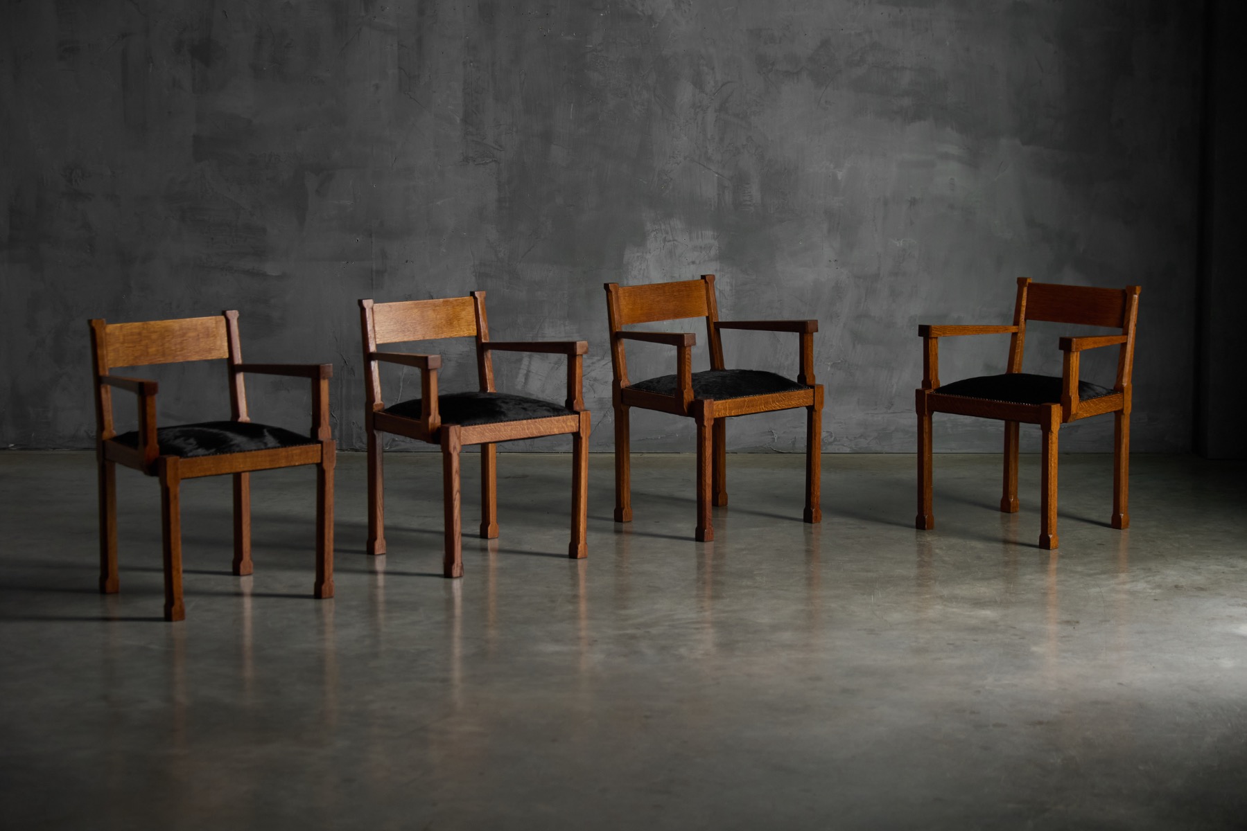 Art Deco Oak Armchairs, Netherlands - 1920s