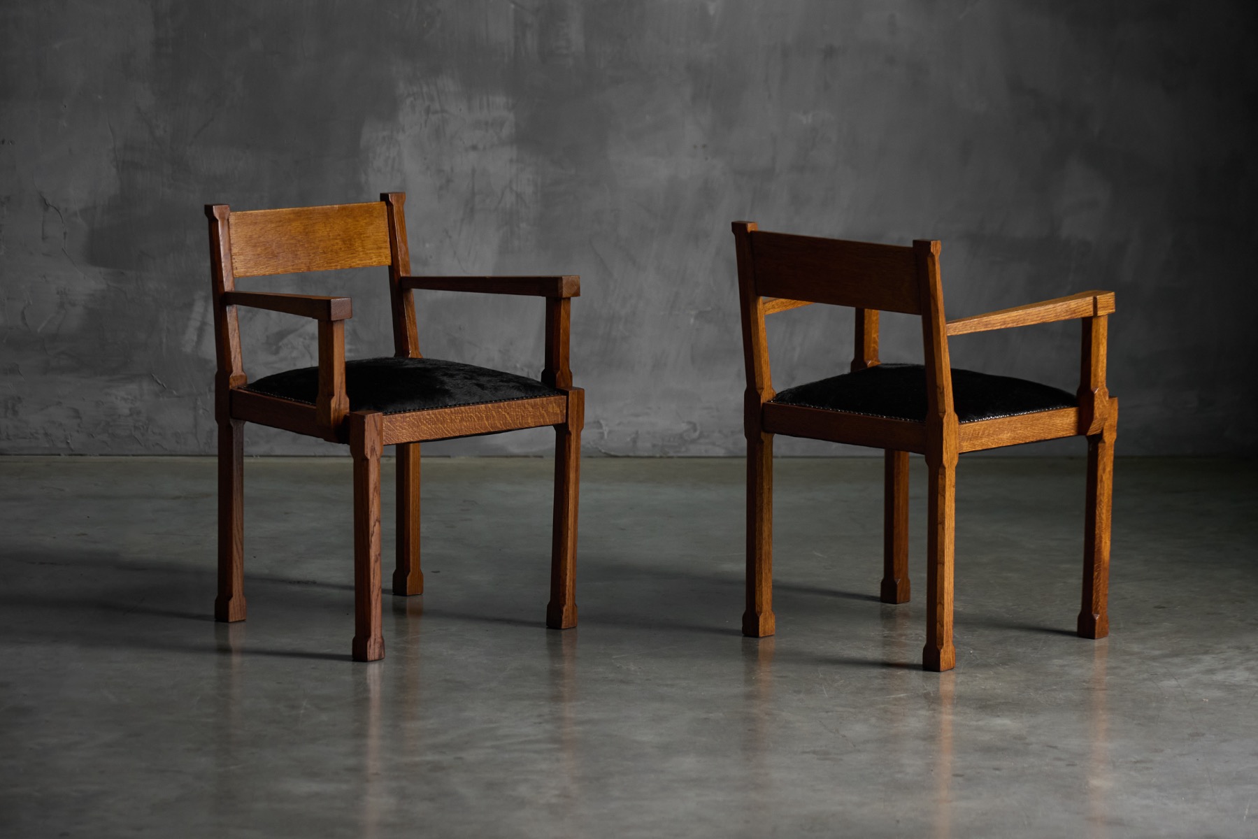 Art Deco Oak Armchairs, Netherlands - 1920s