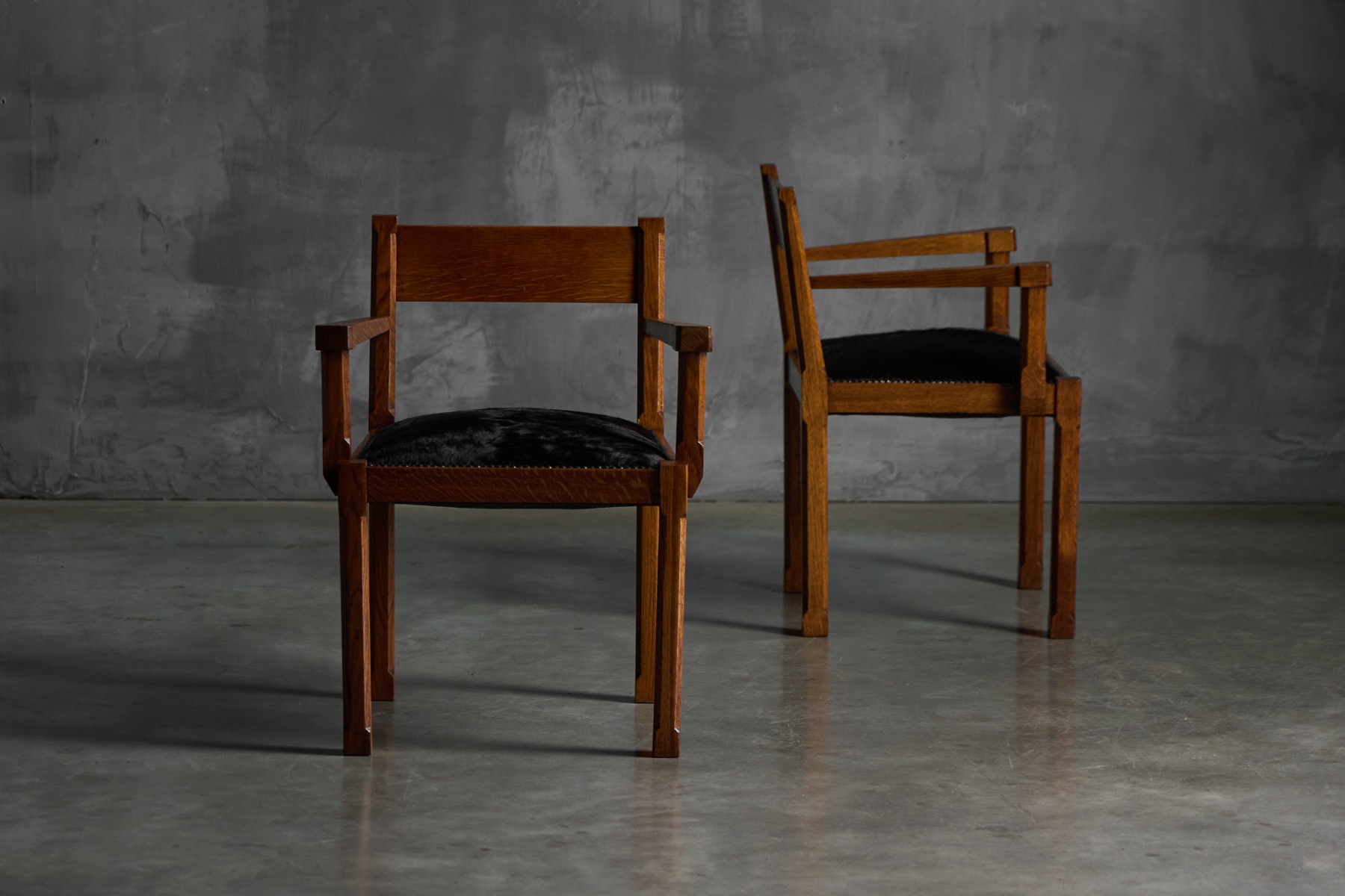 Art Deco Oak Armchairs, Netherlands - 1920s