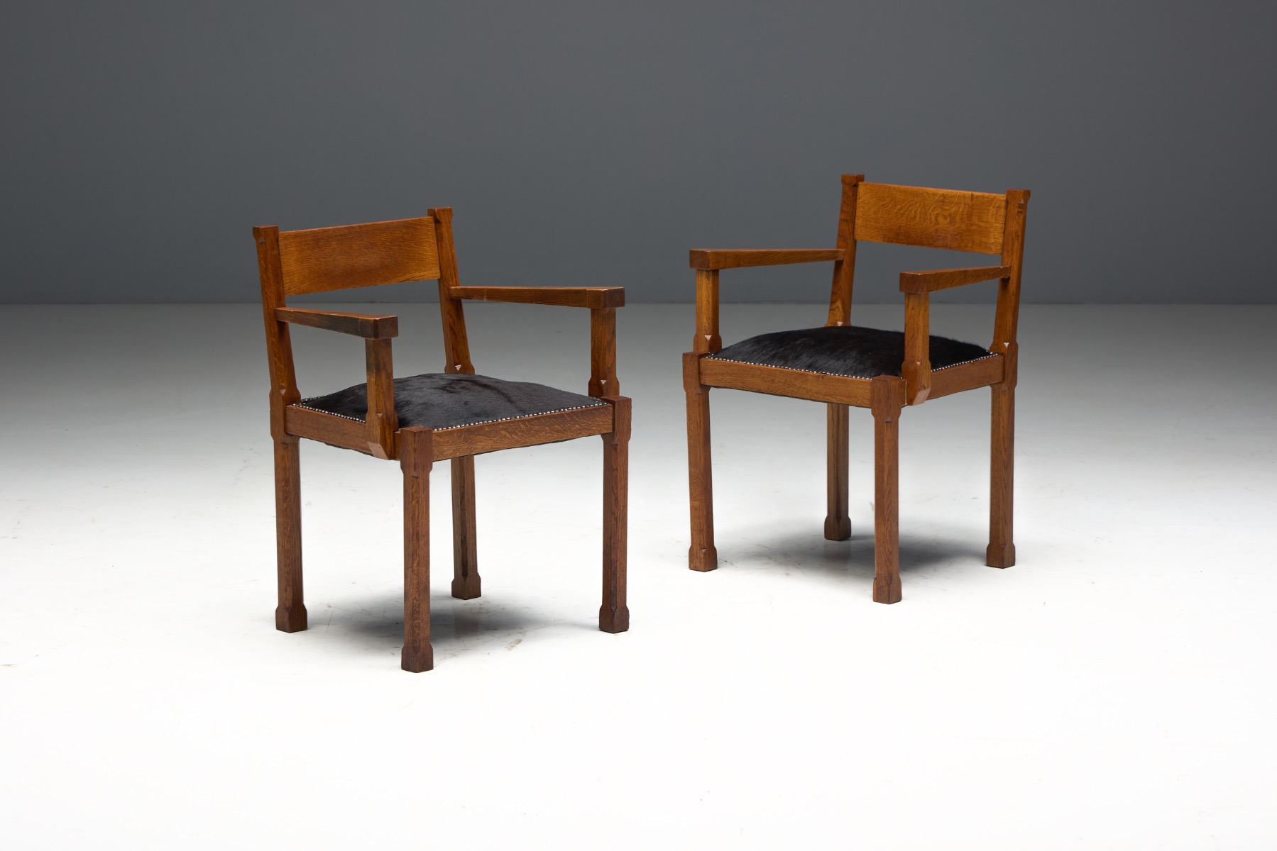 Art Deco Oak Armchairs, Netherlands - 1920s