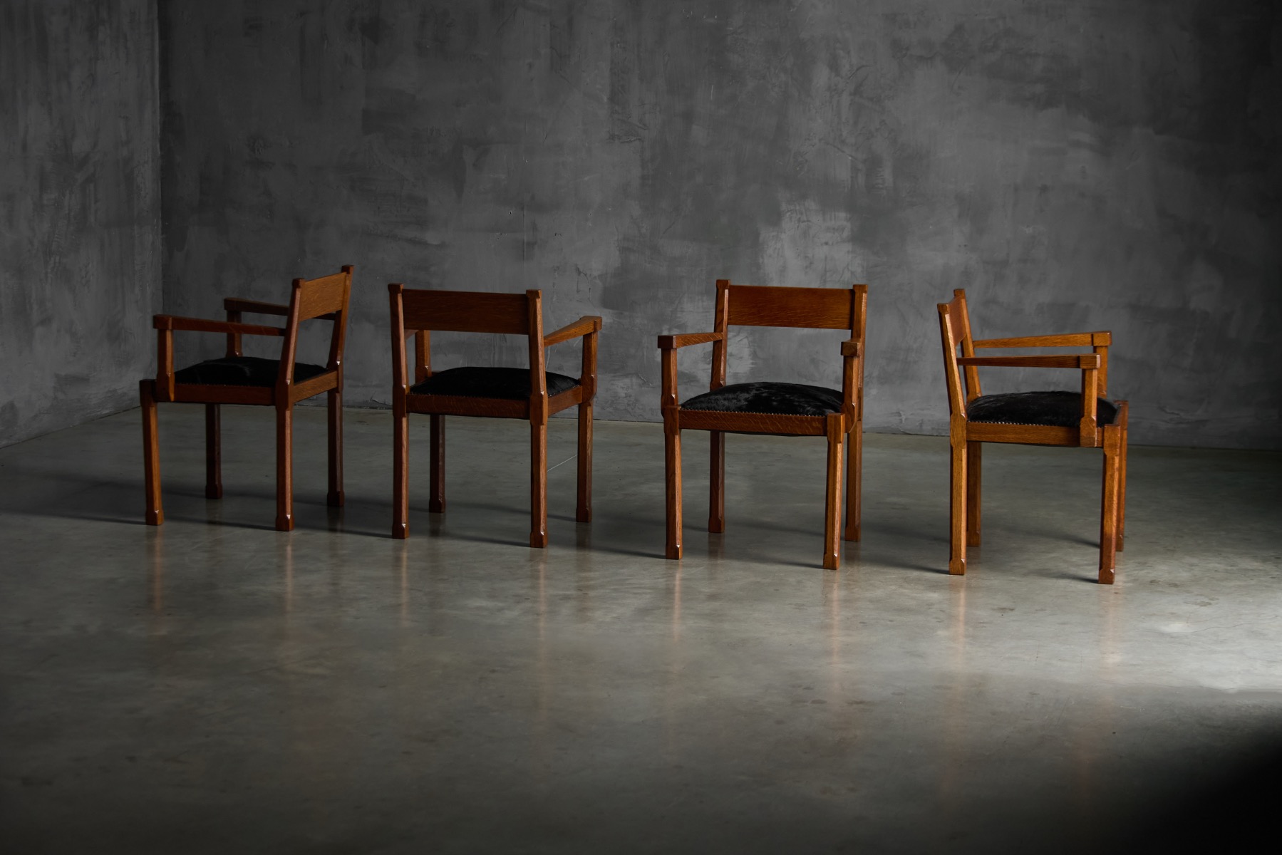 Art Deco Oak Armchairs, Netherlands - 1920s