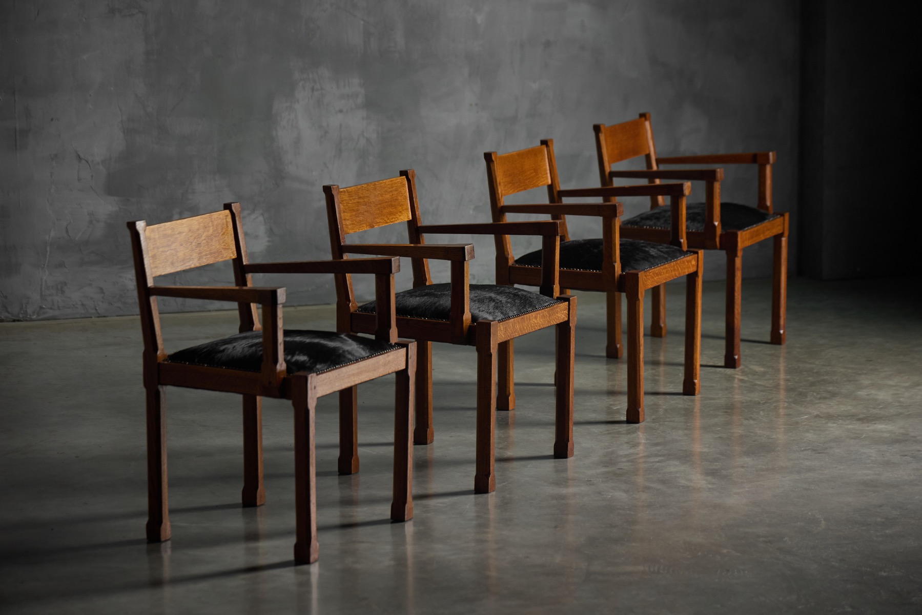 Art Deco Oak Armchairs, Netherlands - 1920s