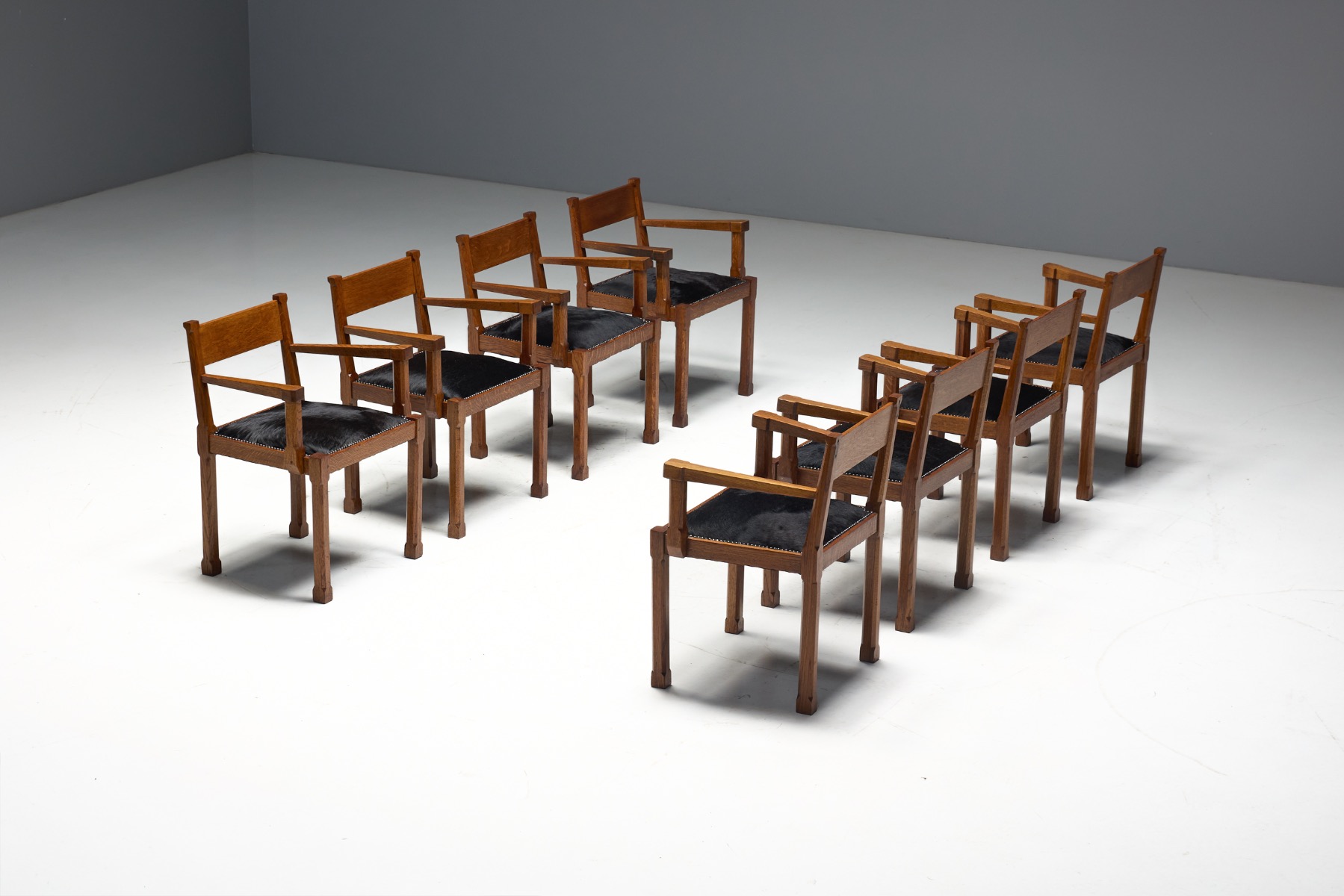 Art Deco Oak Armchairs, Netherlands - 1920s
