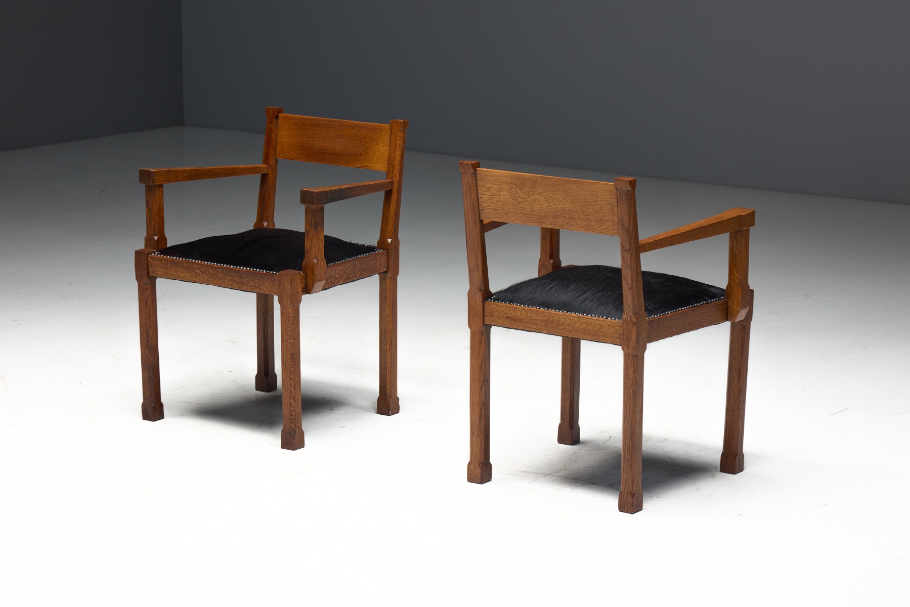 Art Deco Oak Armchairs, Netherlands - 1920s